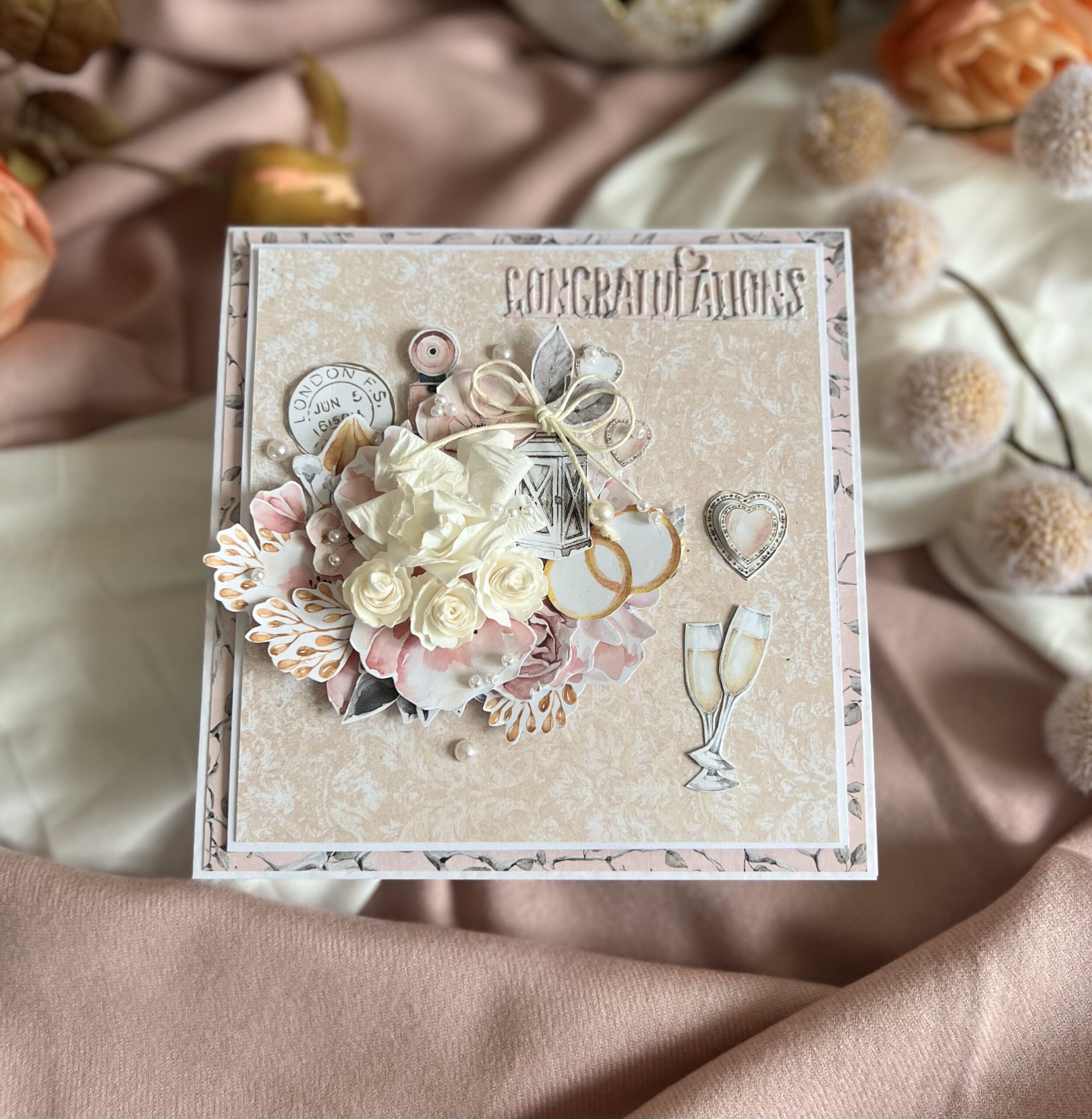 0001 Luxury Boxed Handmade Anniversary Card ‘Anniversary Bouquet