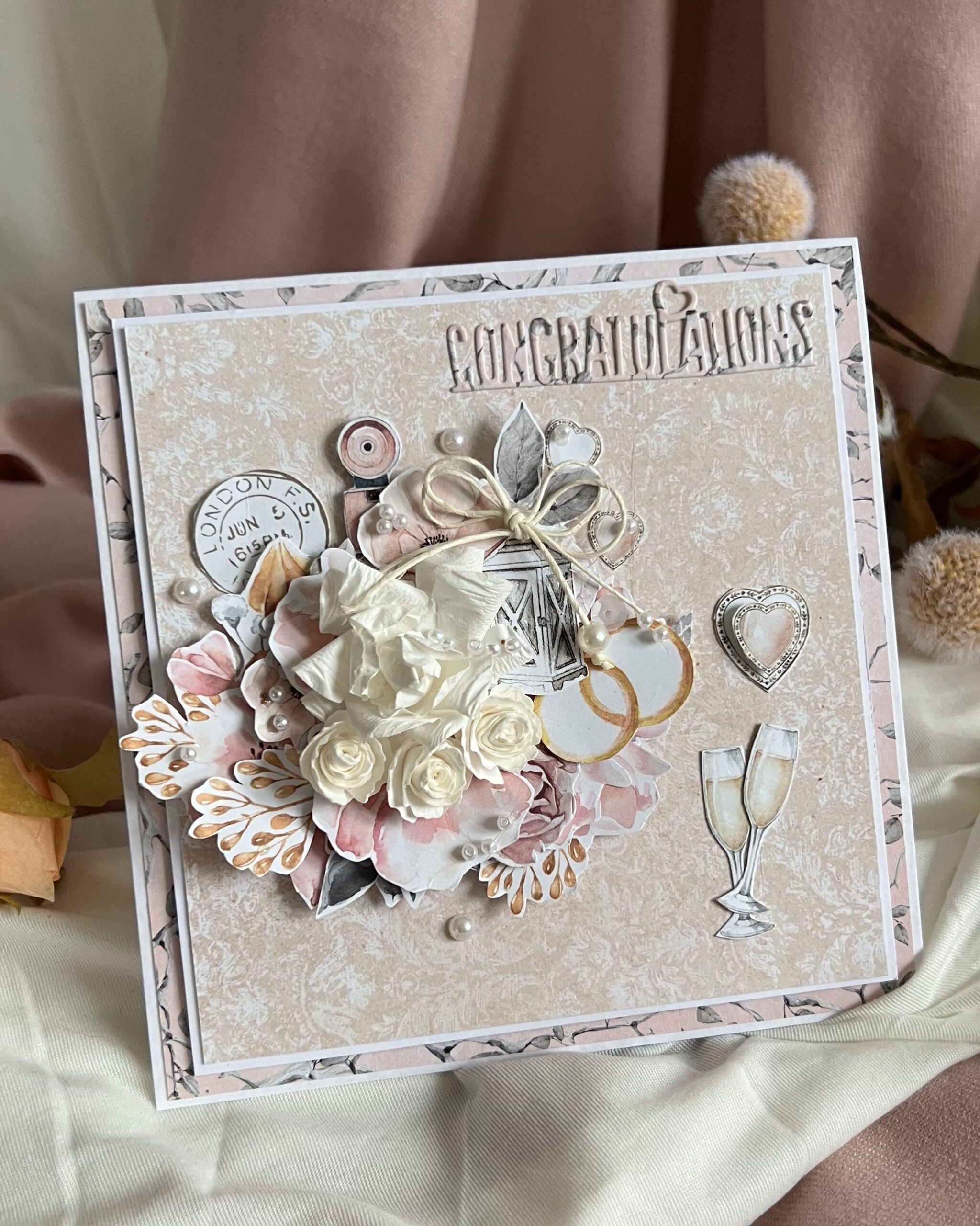0004 Luxury Boxed Handmade Anniversary Card ‘Anniversary Bouquet