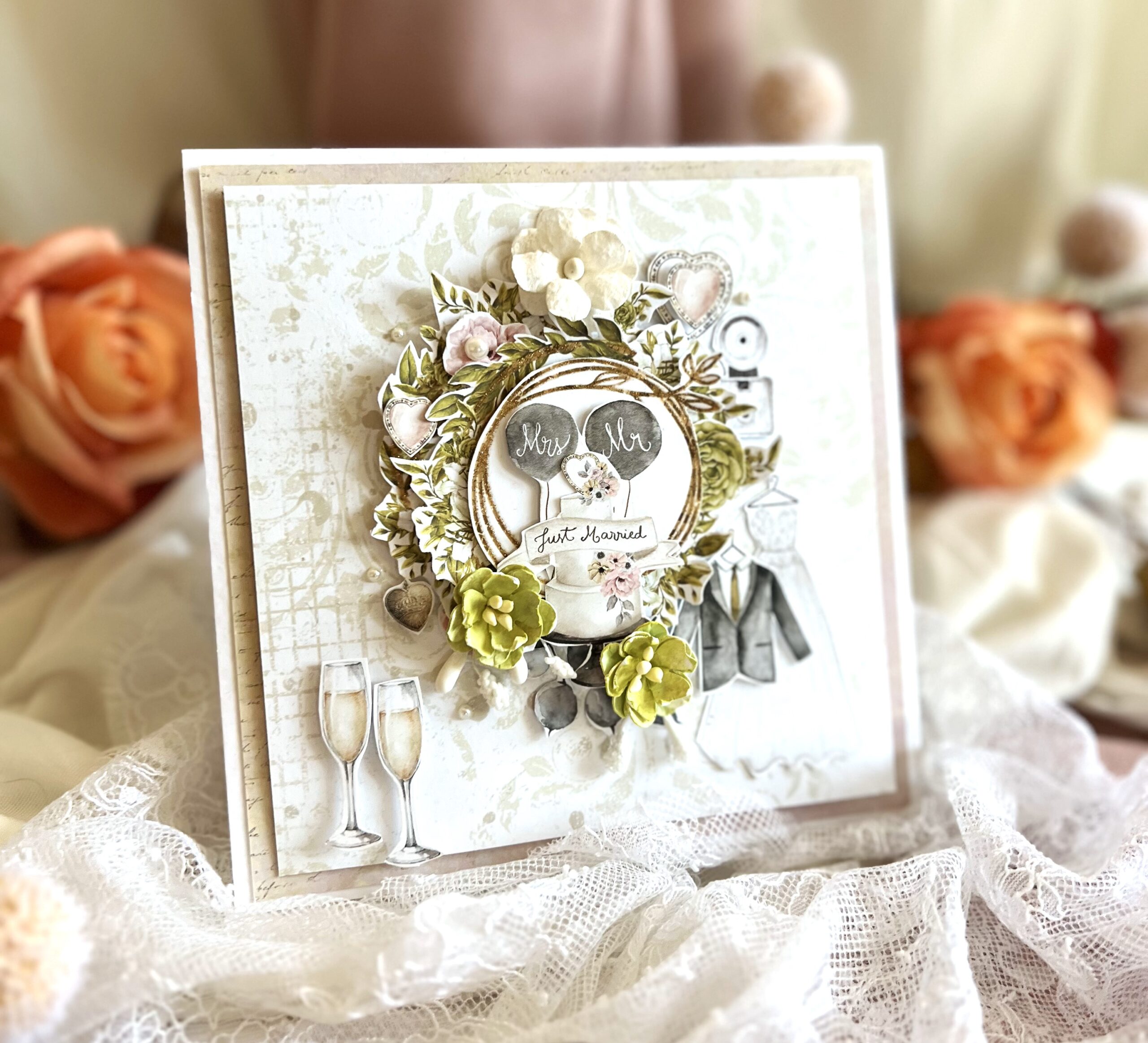 Luxury Handmade Wedding  Card -Together Forever Gift