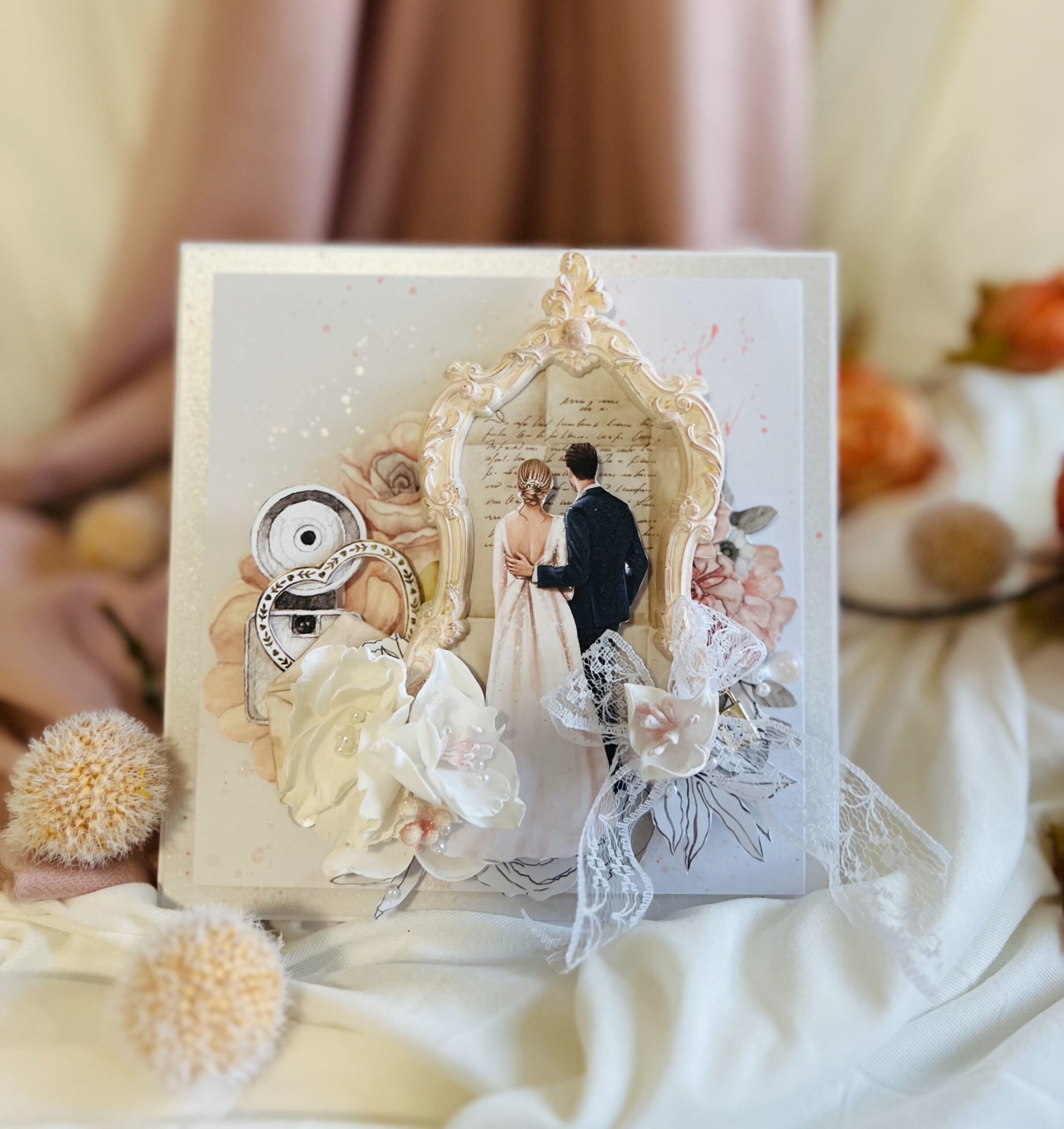 1 ramka Luxury Boxed Handmade Wedding Card – Bride and Groom Frame