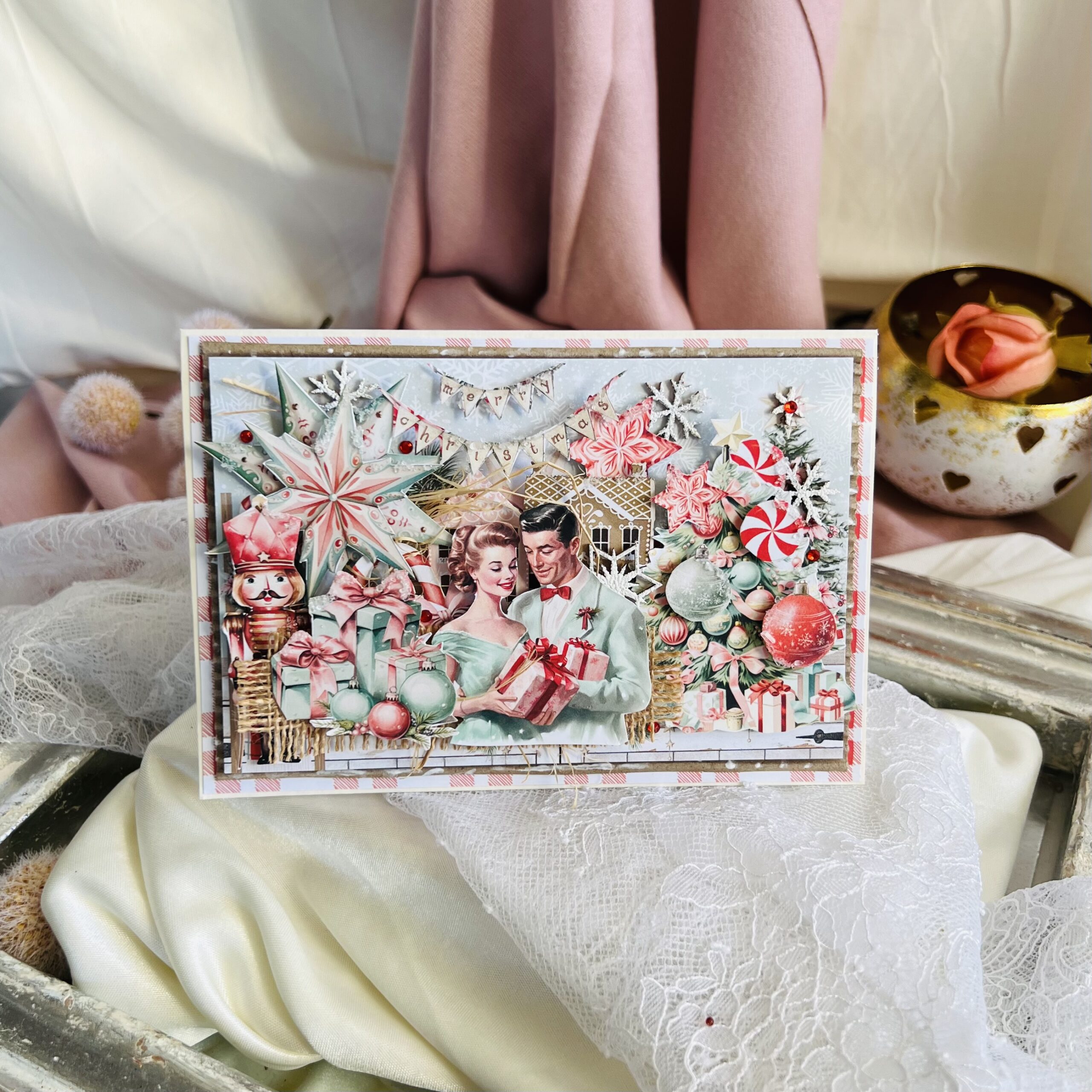 Luxury Handmade Christmas Card with Personalized Holiday Message