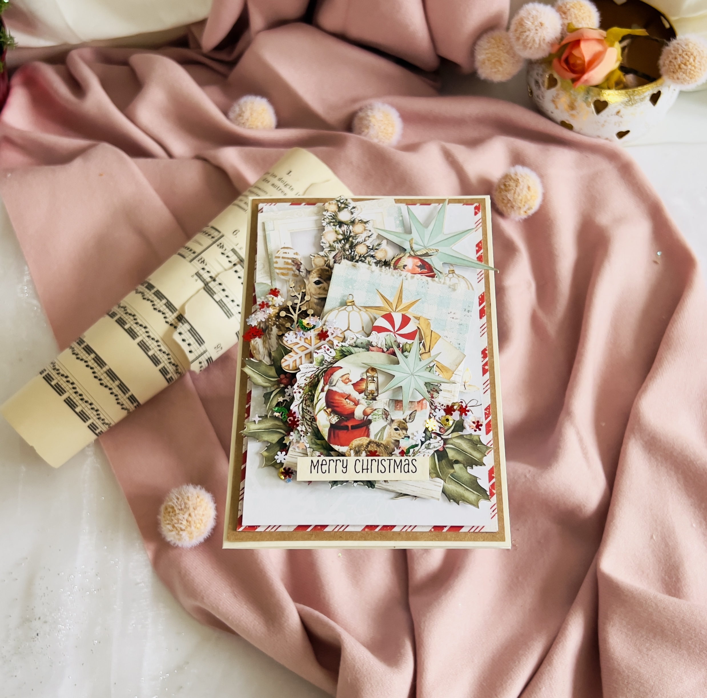 Luxury Christmas Card with Snowflake Design Luxury handmade artistic Christmas card featuring an elegant snowflake desing and festive details