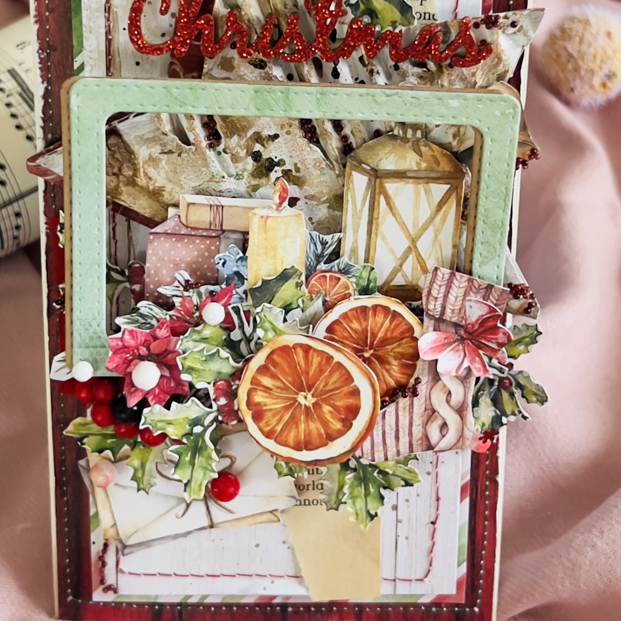 Artistic Christmas Card in Minimalist  Red and Green Design