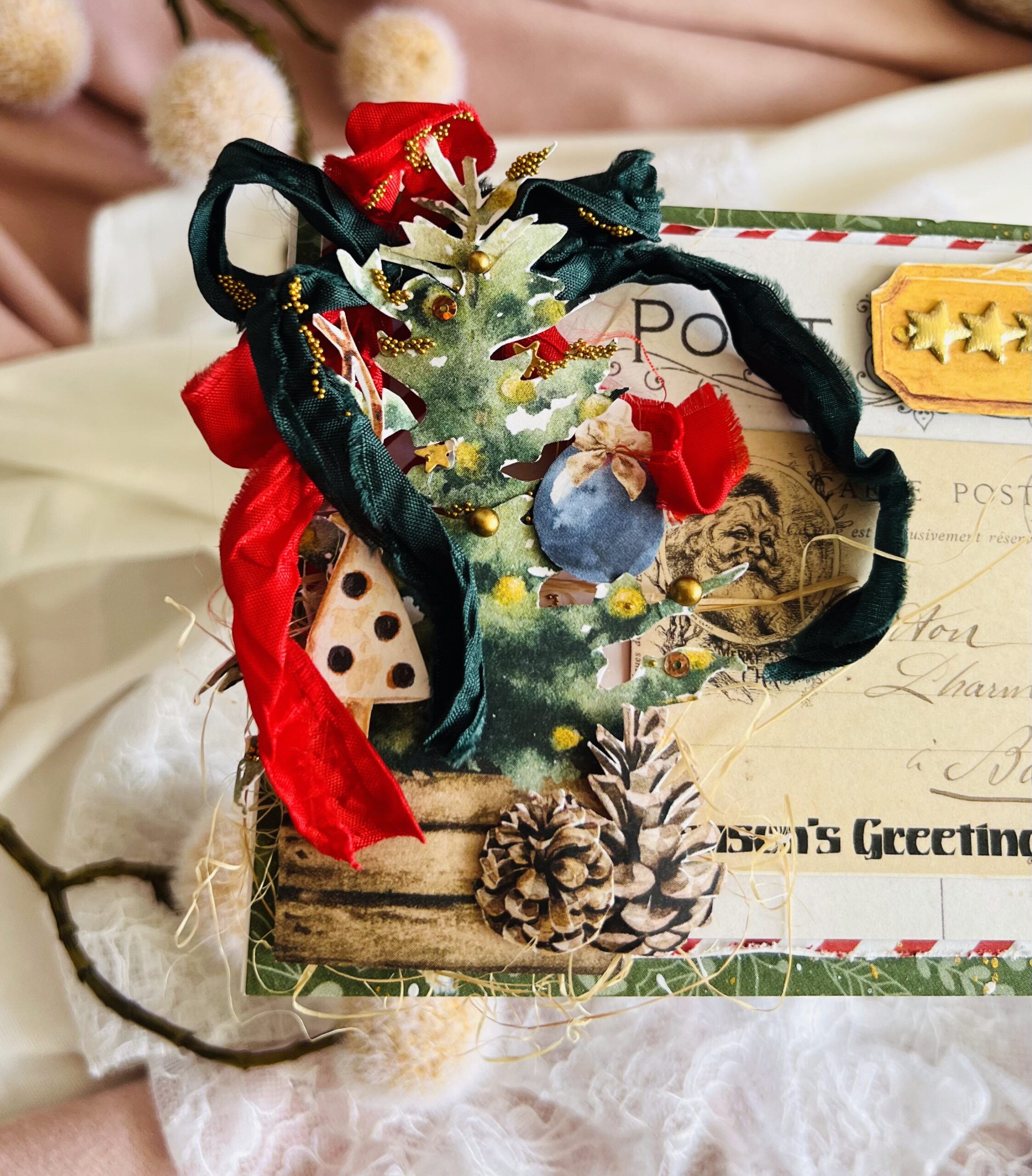 IMG_E3677 Luxury Artistic Christmas Card with Attached Handmade Ornament