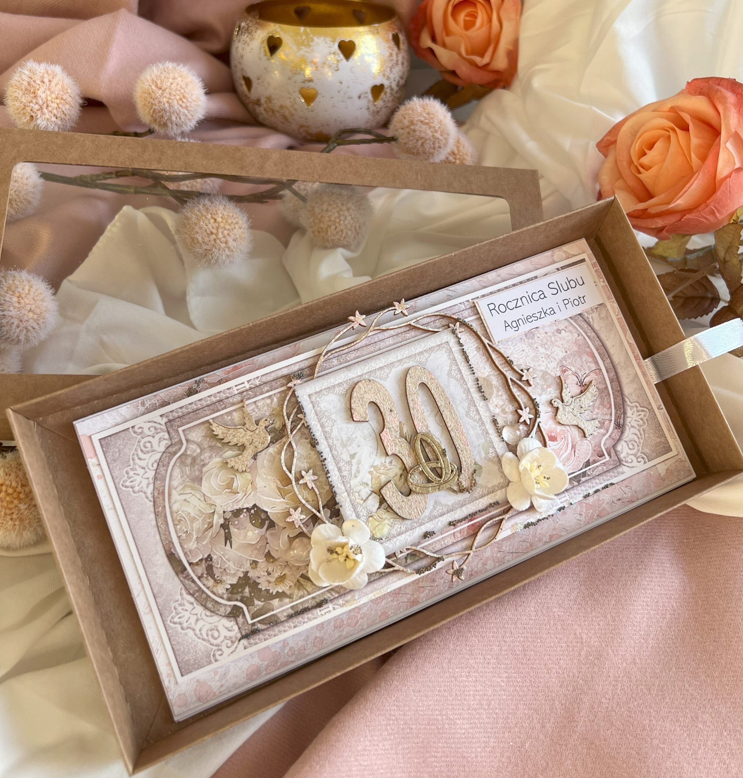 Luxury Boxed Handmade Anniversary Card '30th Anniversary