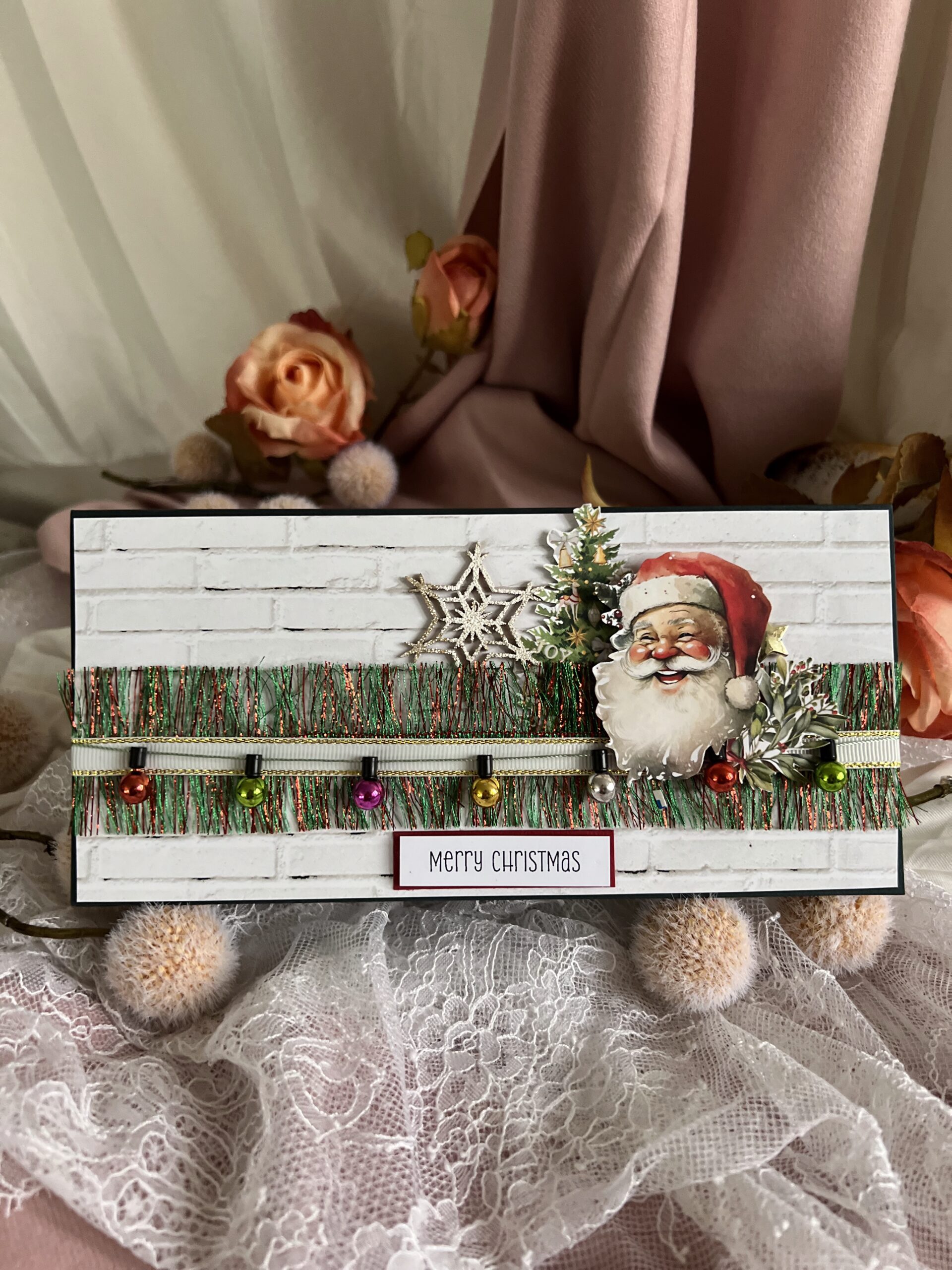 luxury Santa's  Lighted Cher-Pack of 3  Christmas Cards
