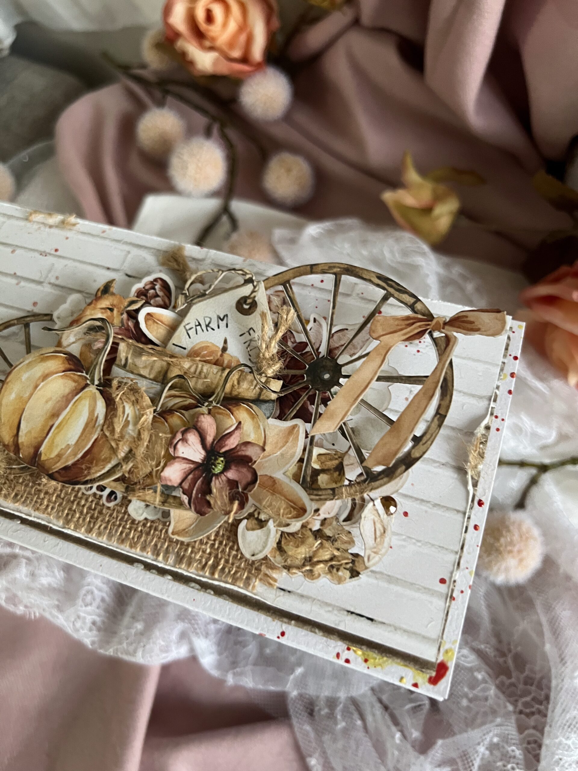 Rustic Farmhouse Birthday Card ,Autumn Colors and Natural Accents