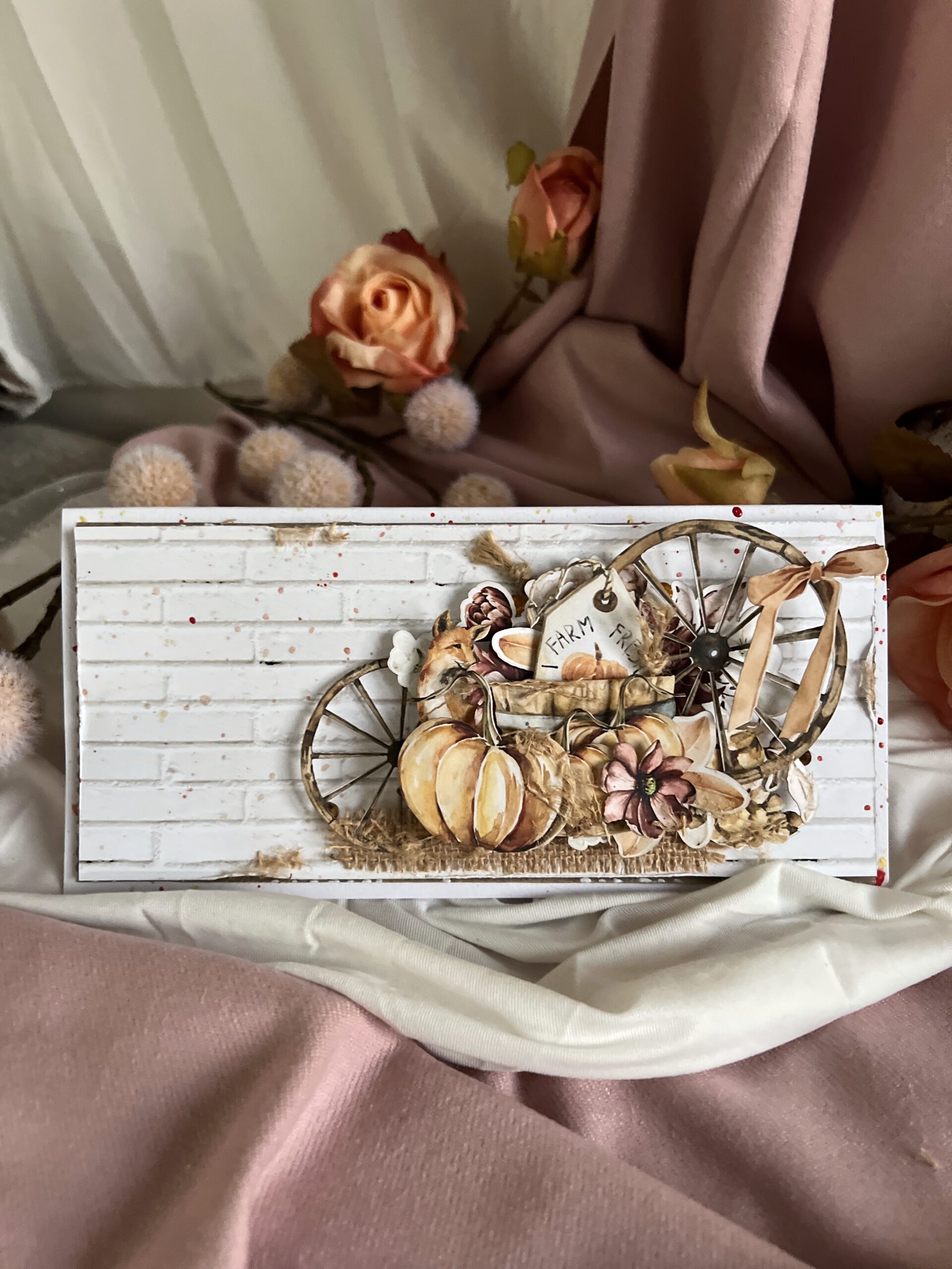 Rustic Farmhouse Birthday Card ,Autumn Colors and Natural Accents