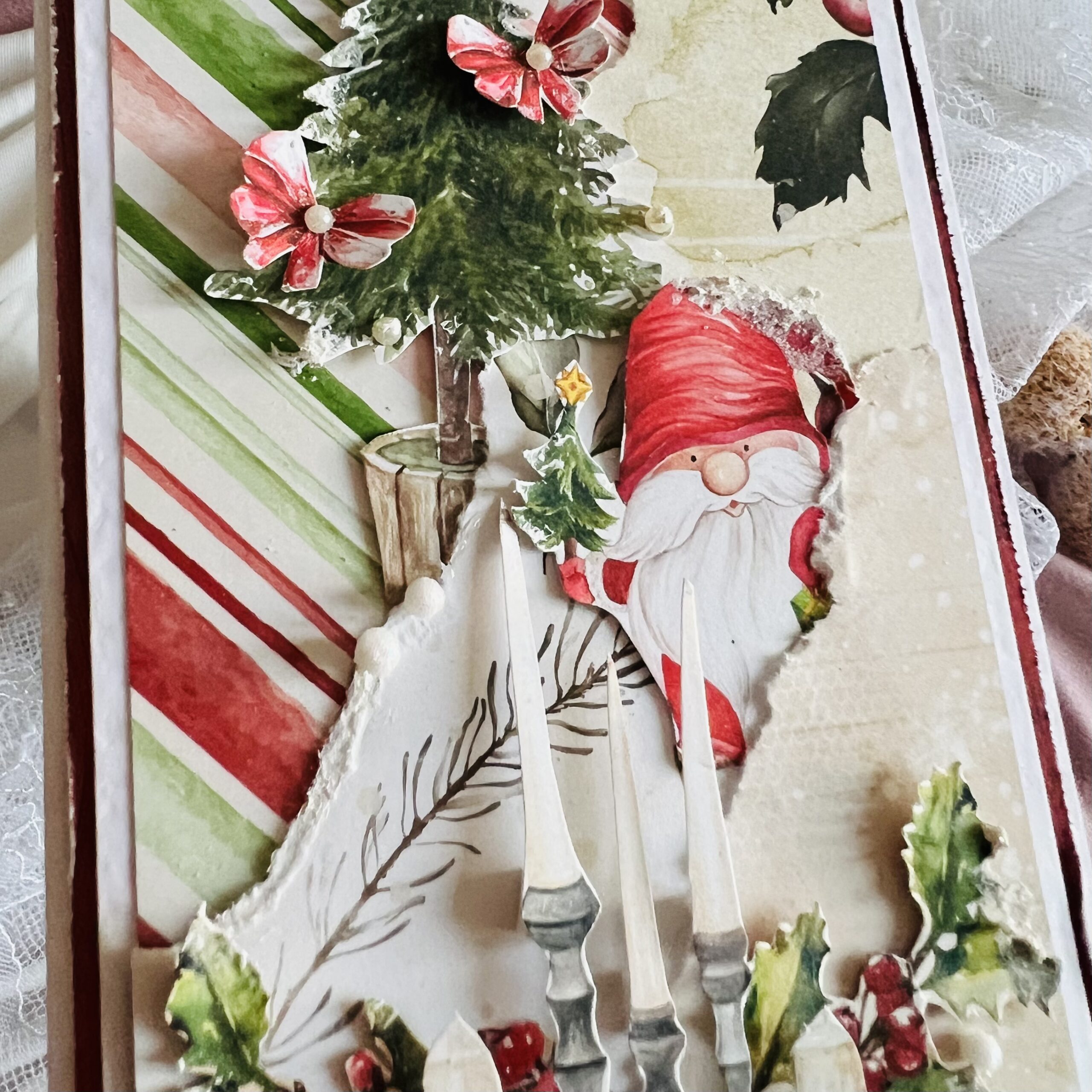 Artistic Christmas Card – Festive Red Gnome