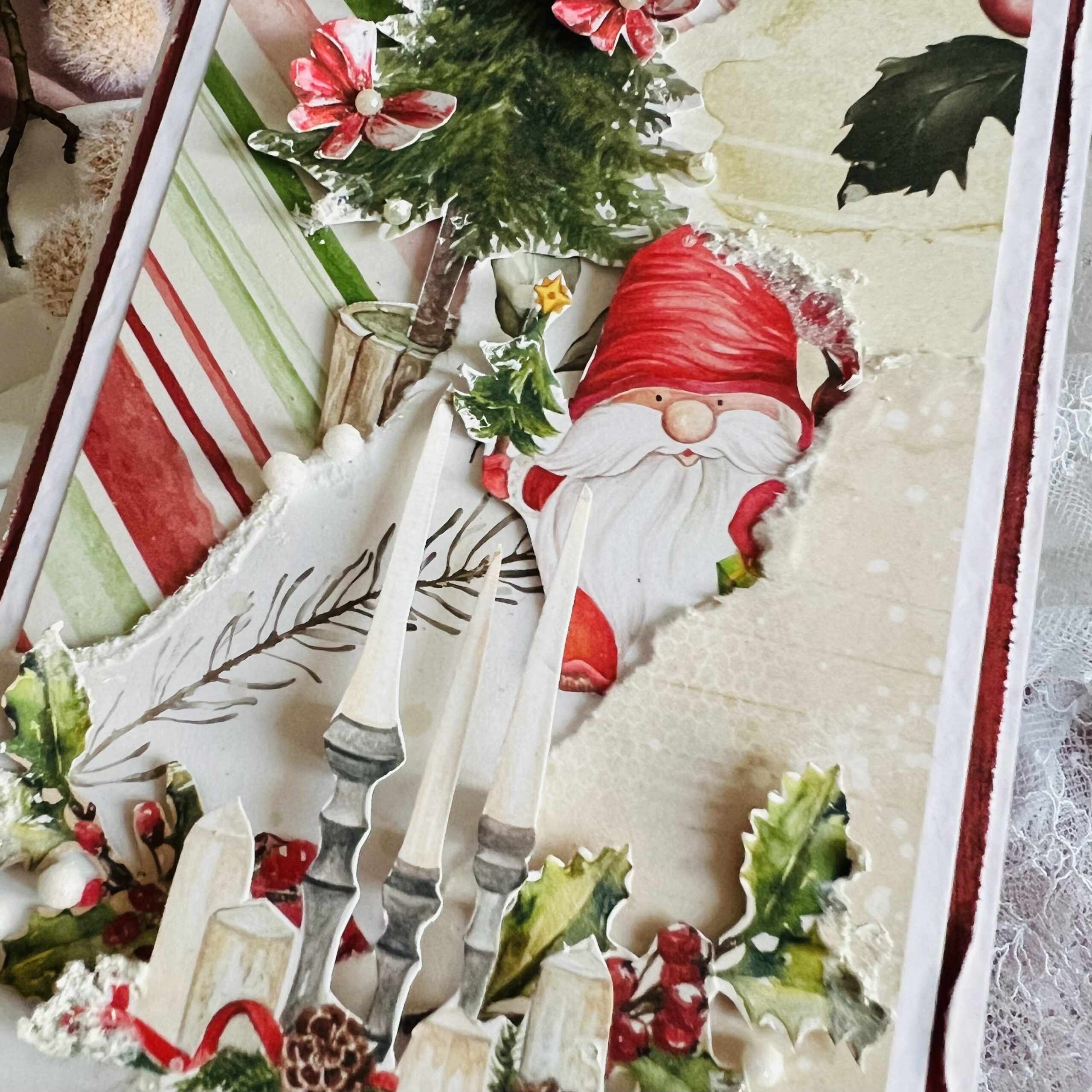 Artistic Christmas Card – Festive Red Gnome