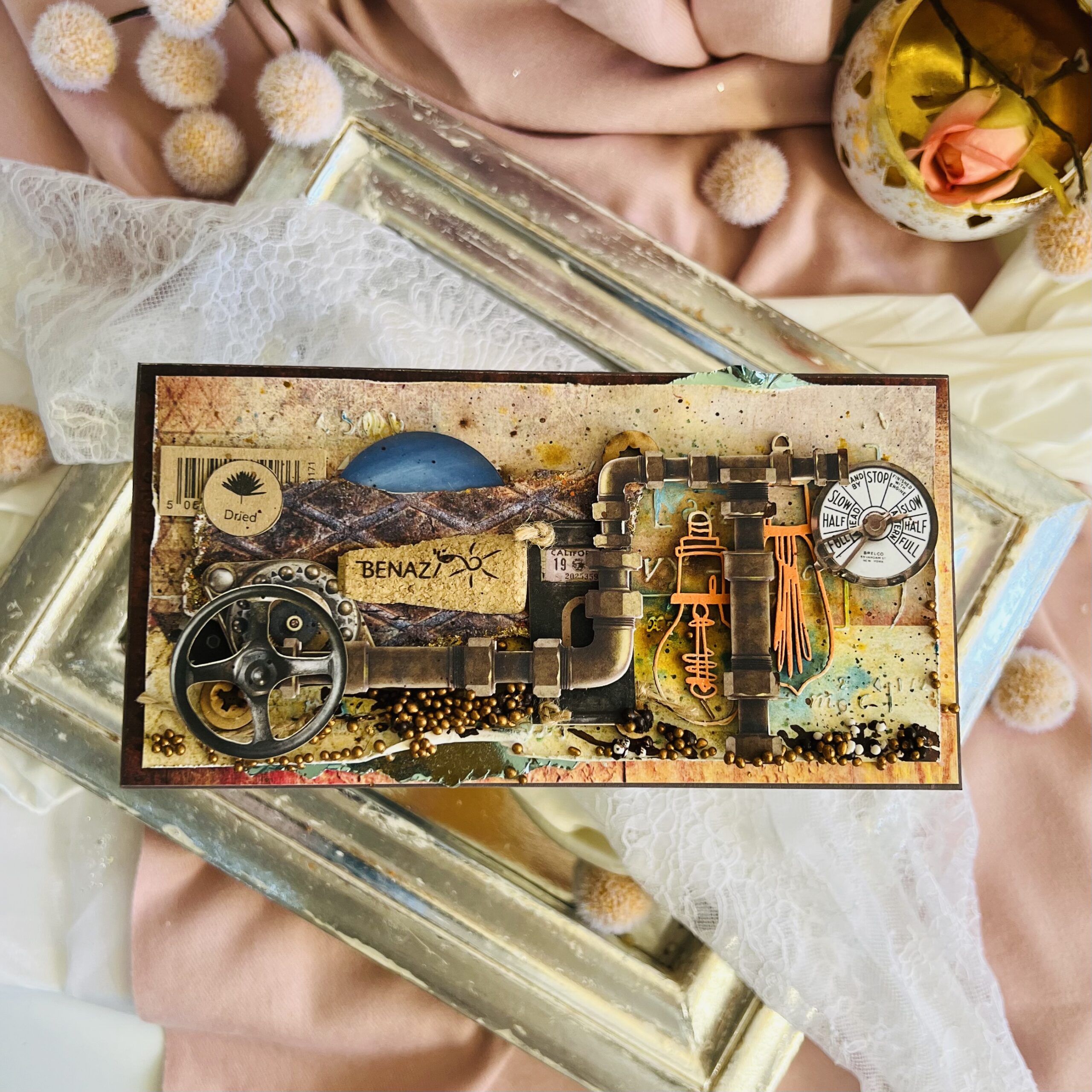 IMG_5018 Handmade Masculine Card- Mixed media with Industrial and Adventure Elements