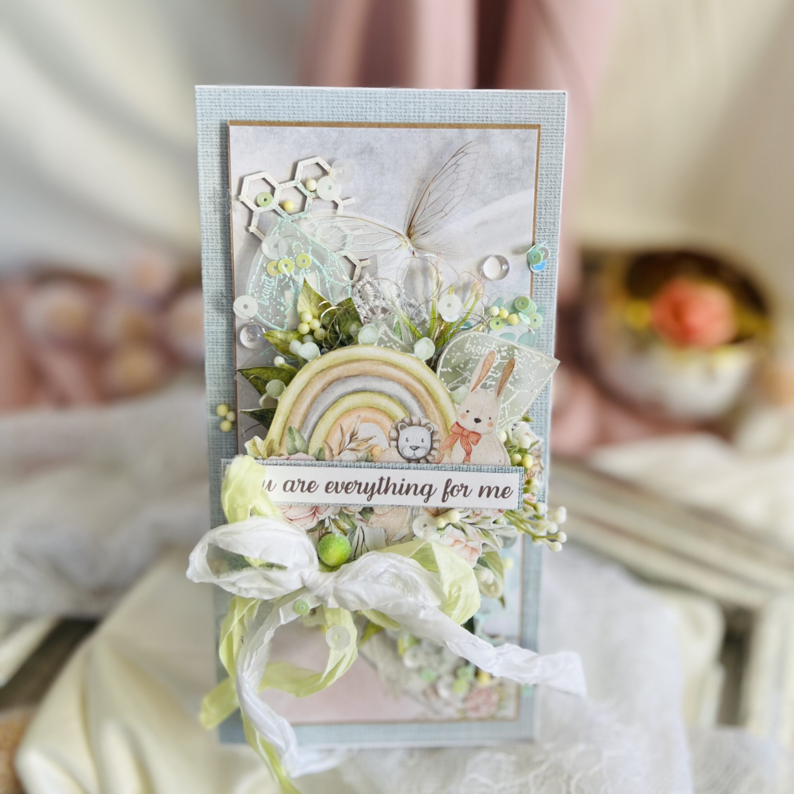 IMG_5155 Artistic Pastel Shaker Card with Rainbow for Girls