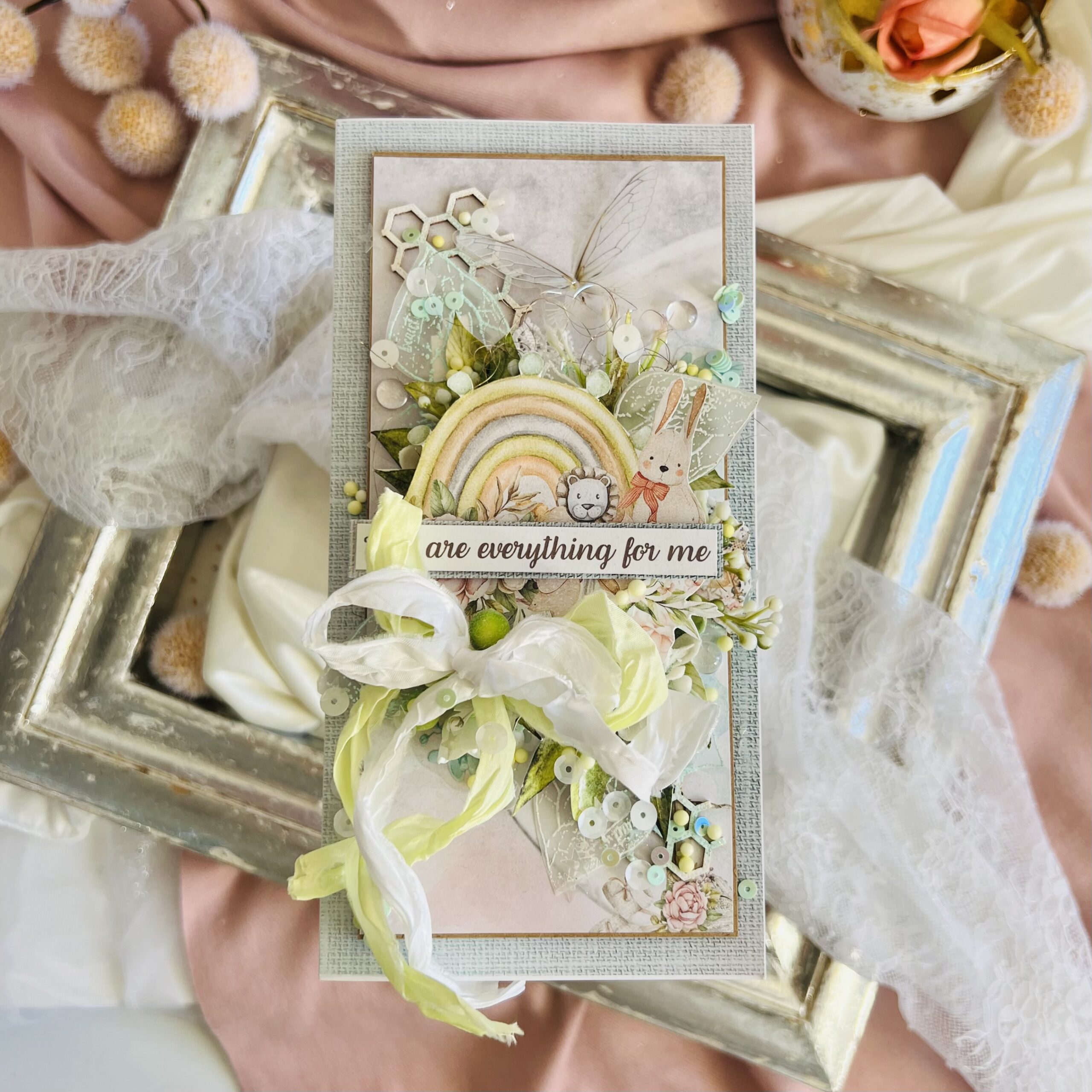 Artistic Pastel Shaker Card with Rainbow for Girls