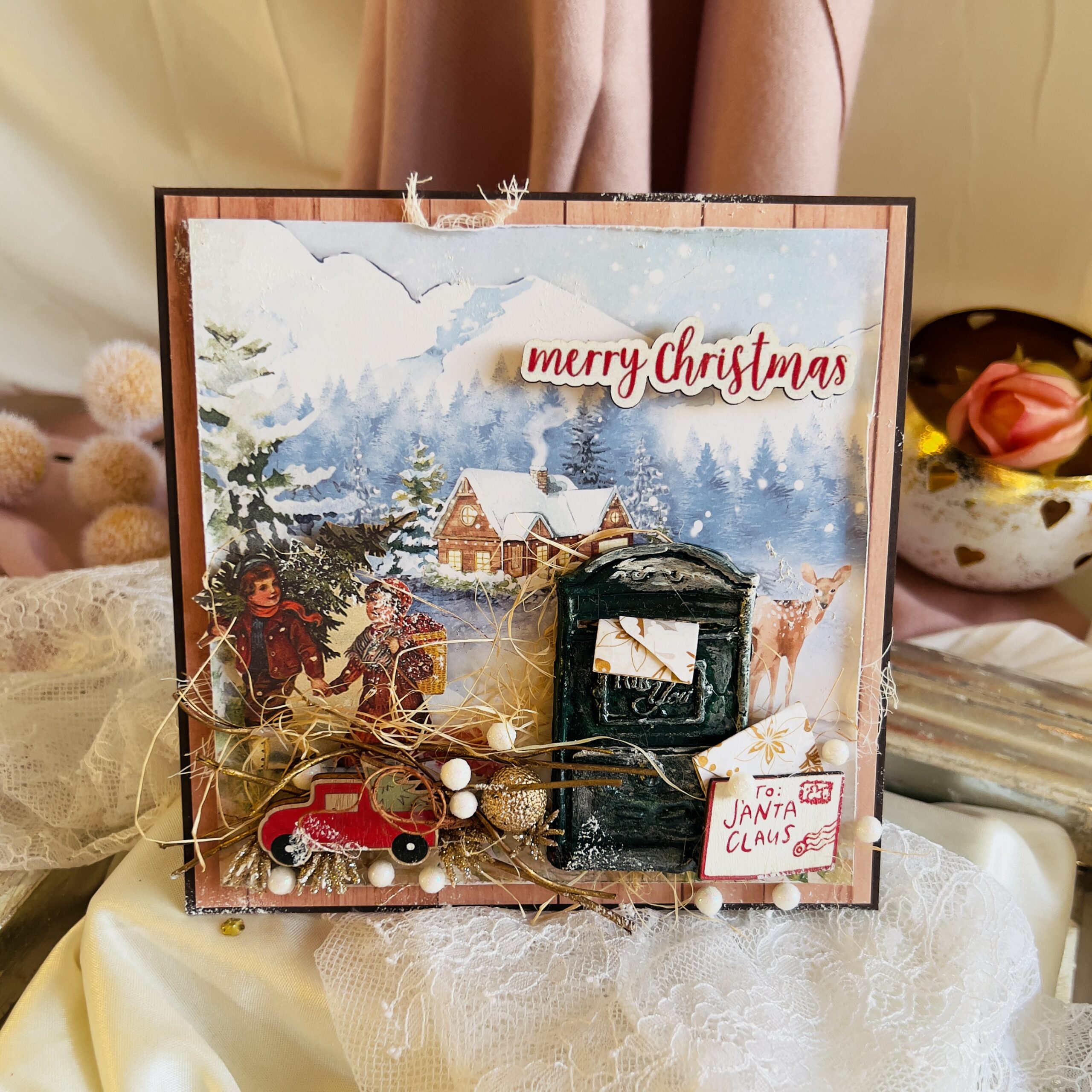 Luxury Handmade Christmas Card – Santa's Mailbox Delight
