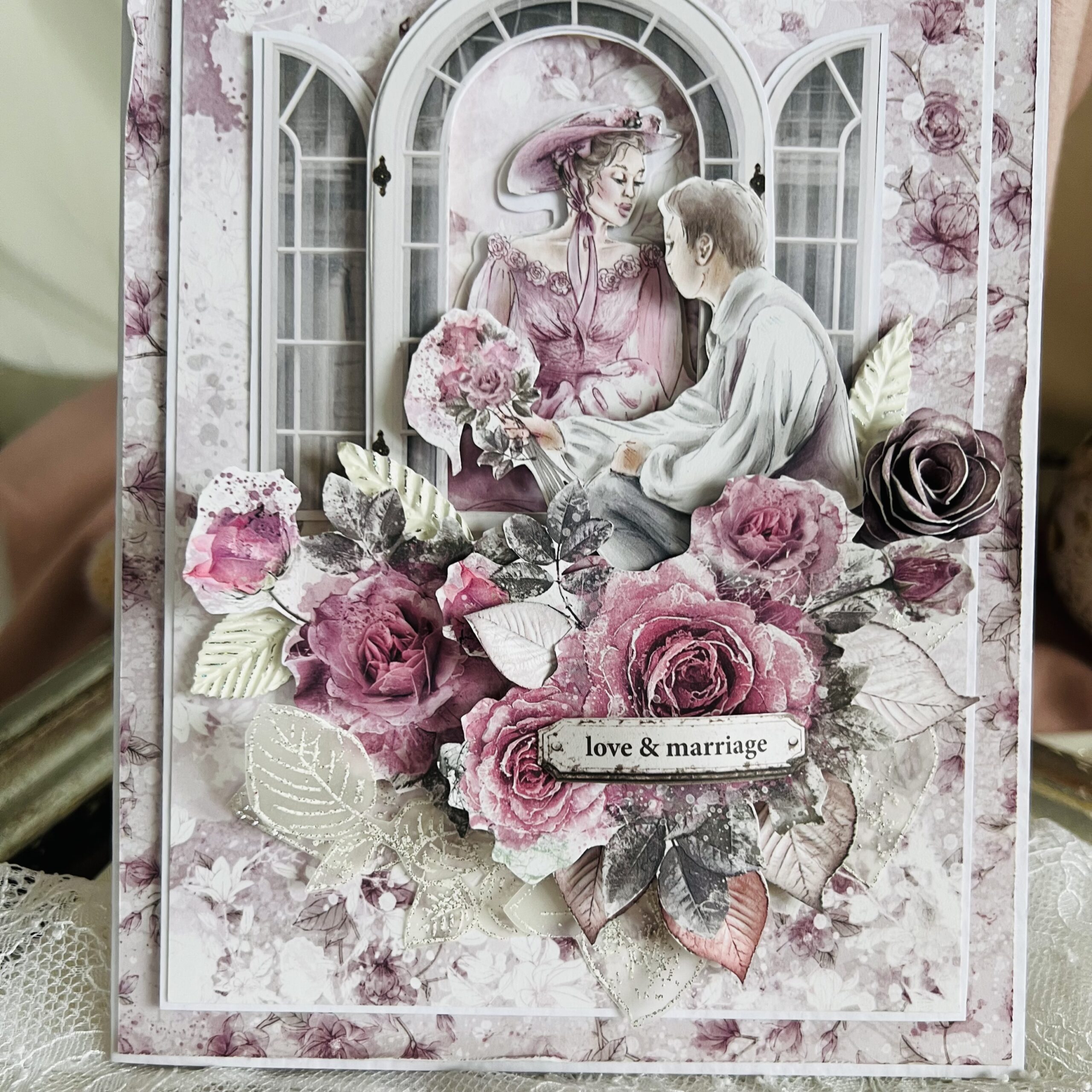 Artistic Romantic Wedding Card – Pink Elegance