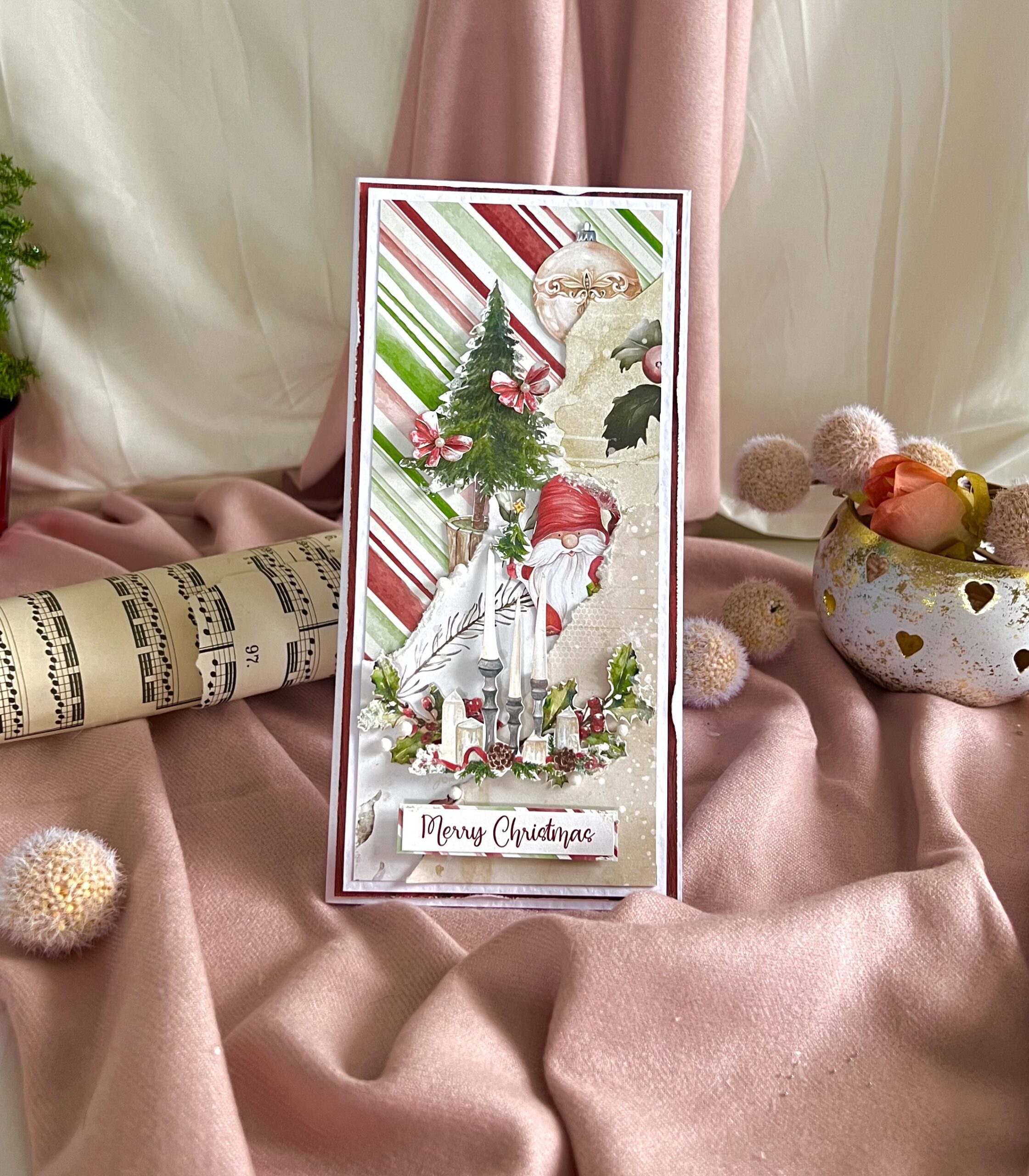 Artistic Christmas Card – Festive Red Gnome