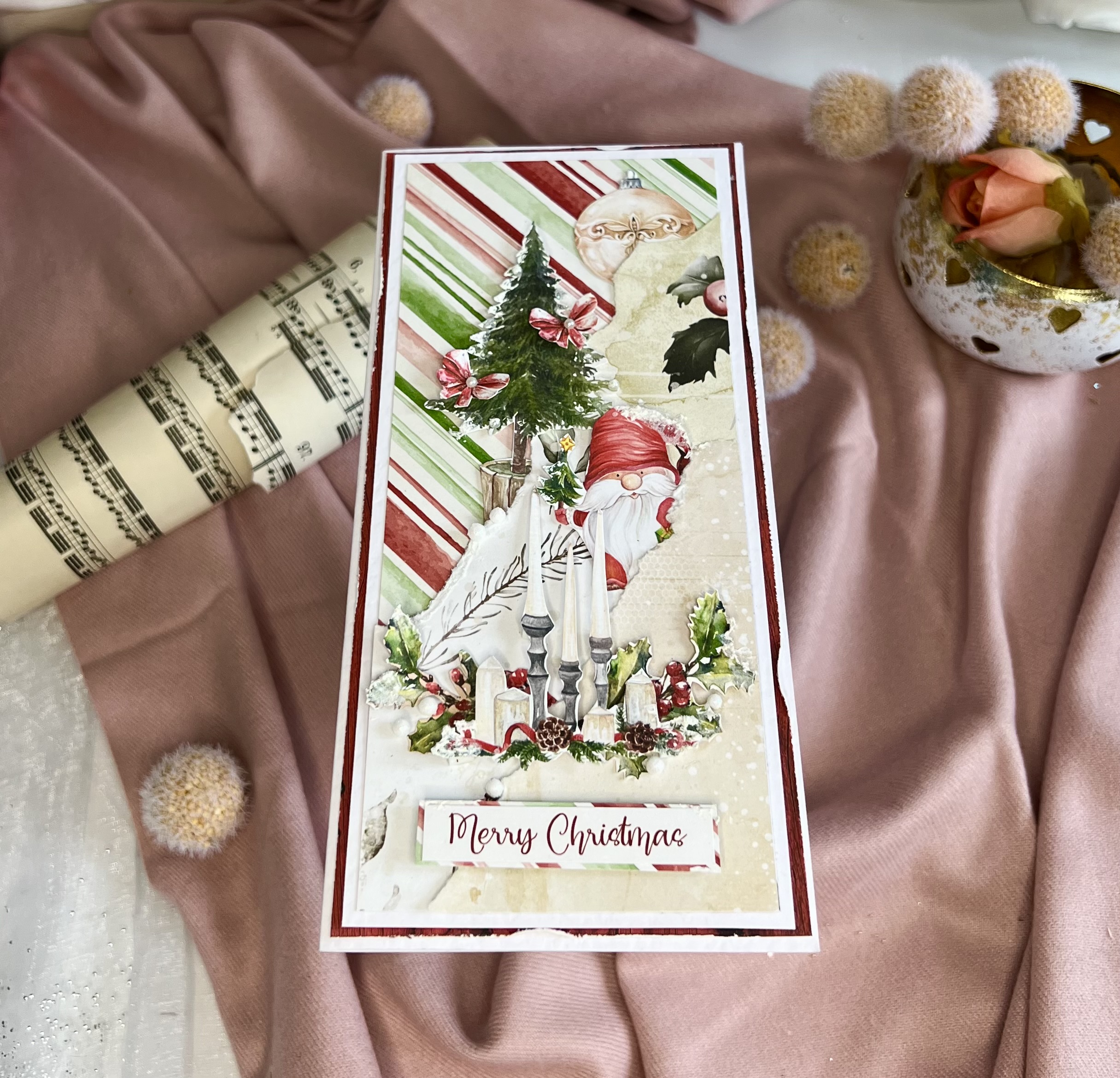 Artistic Christmas Card – Festive Red Gnome