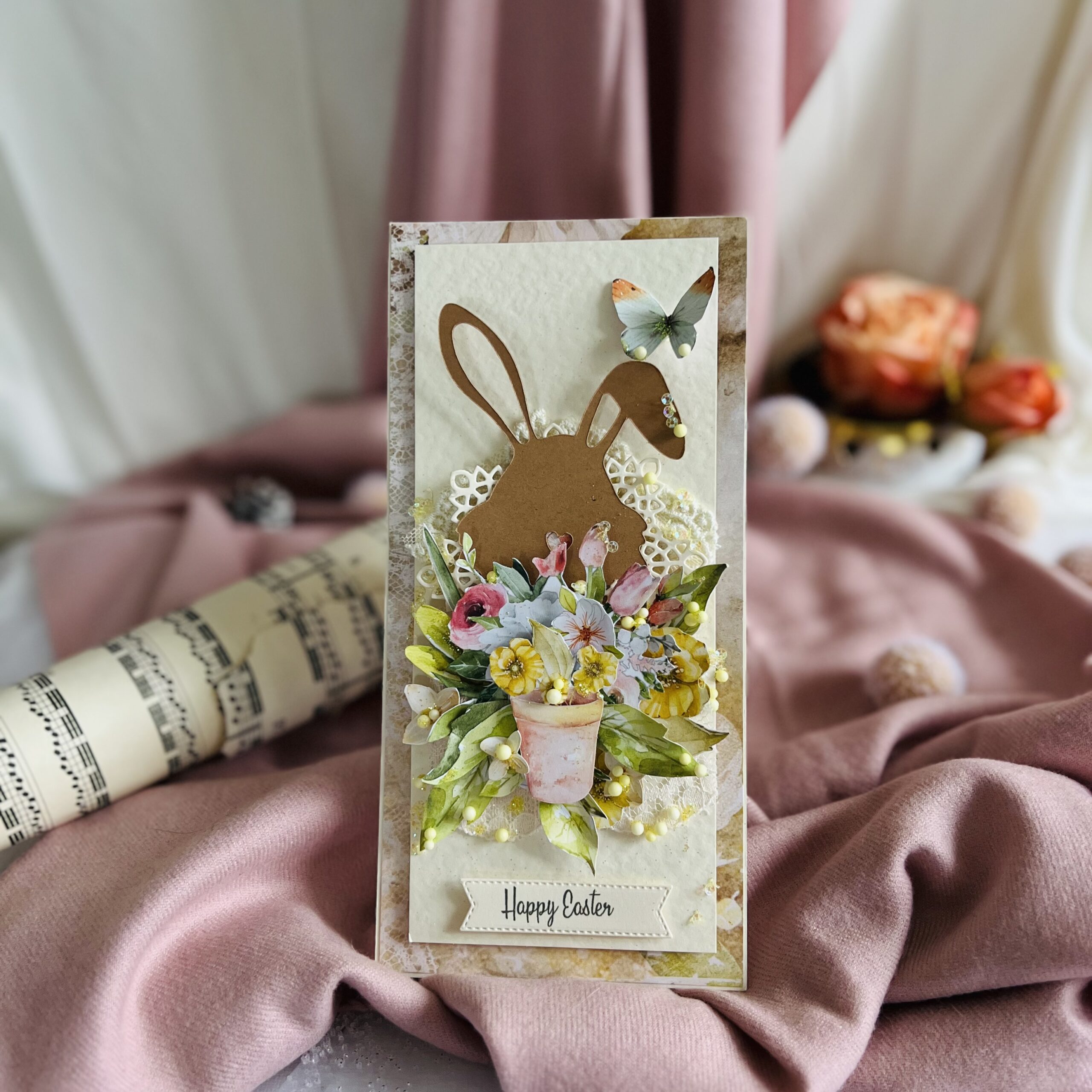 luxury Easter Greeting Card  with Delicate Pastel Design.