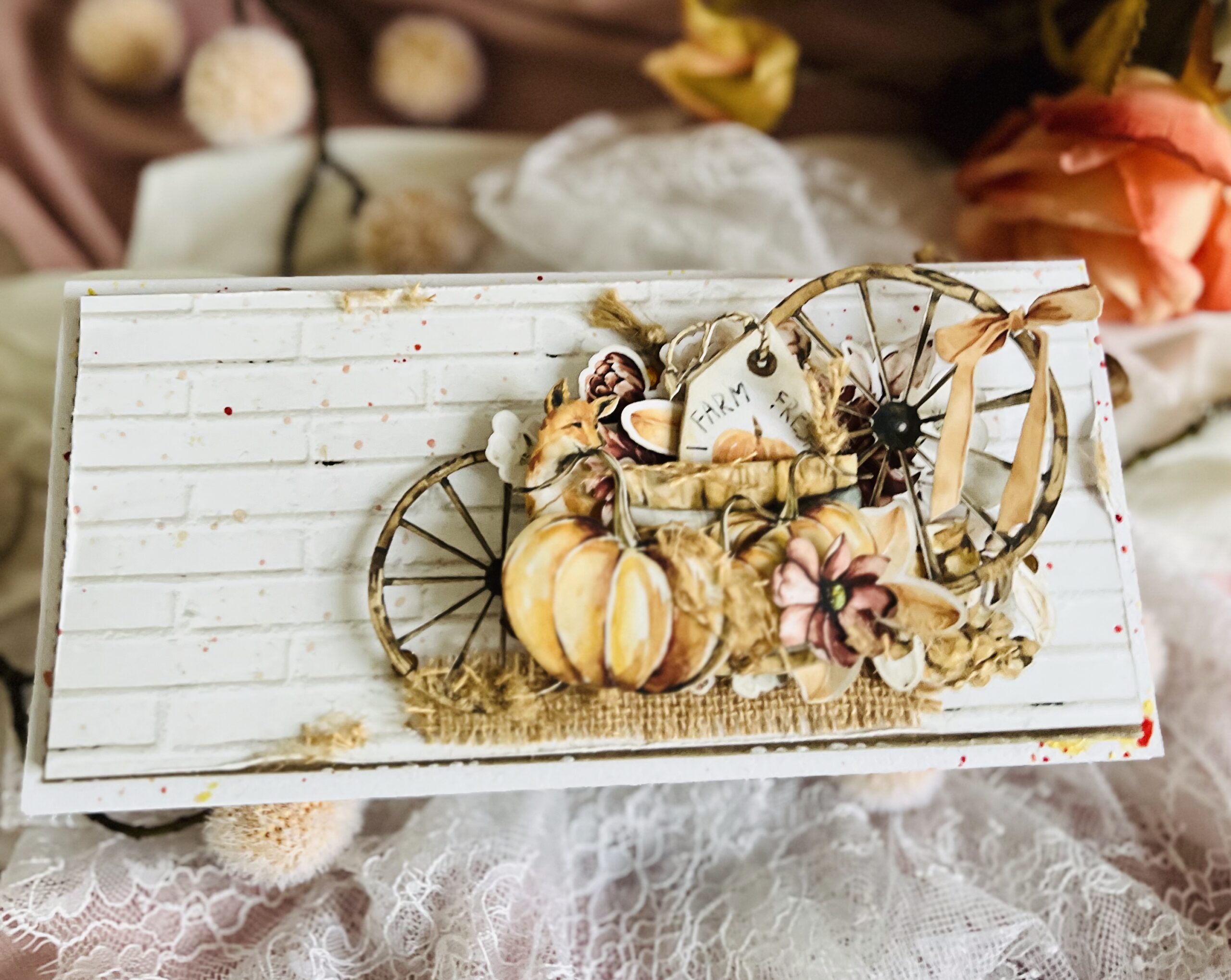 Rustic Farmhouse Birthday Card ,Autumn Colors and Natural Accents