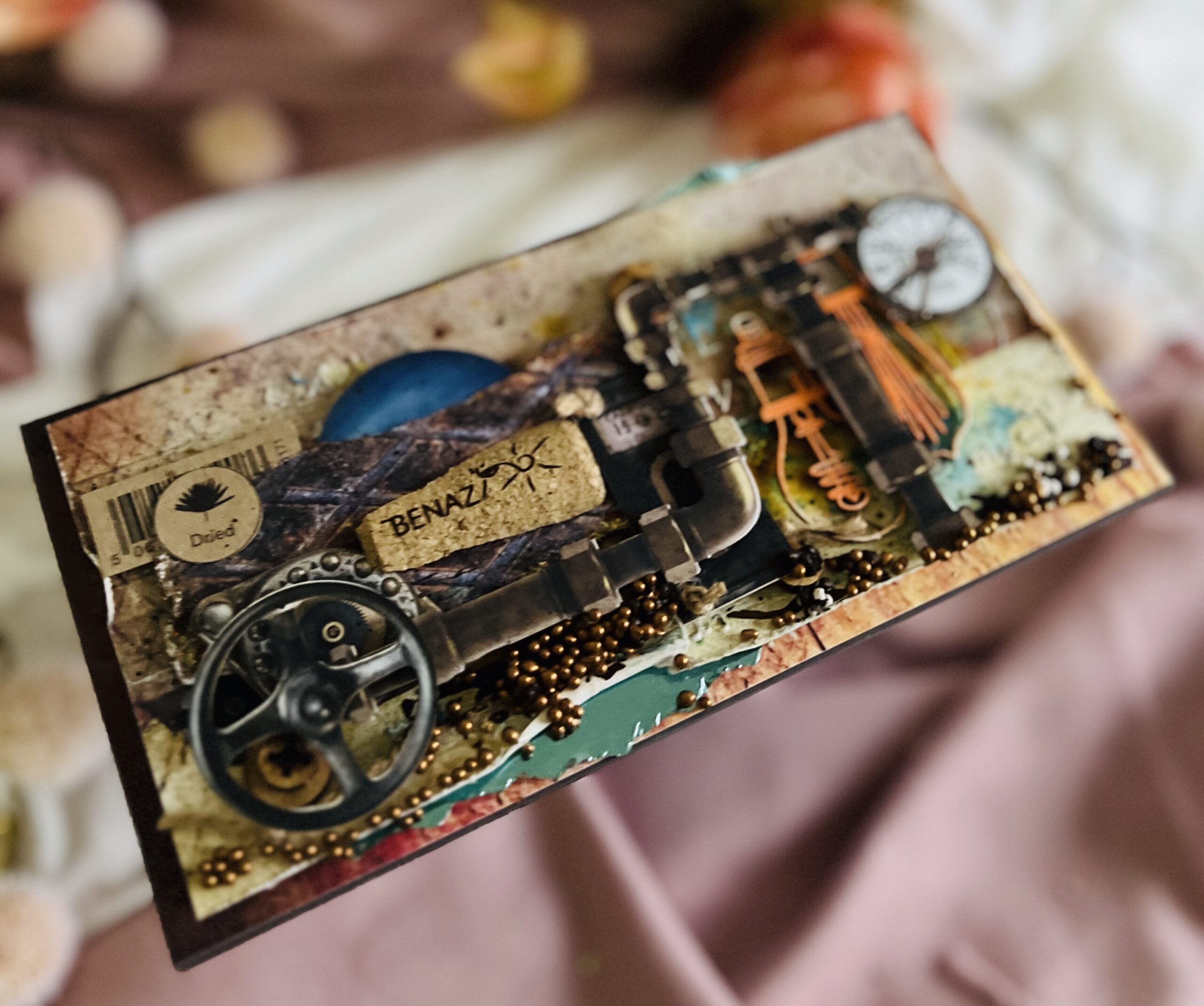 IMG_E3812 Handmade Masculine Card- Mixed media with Industrial and Adventure Elements