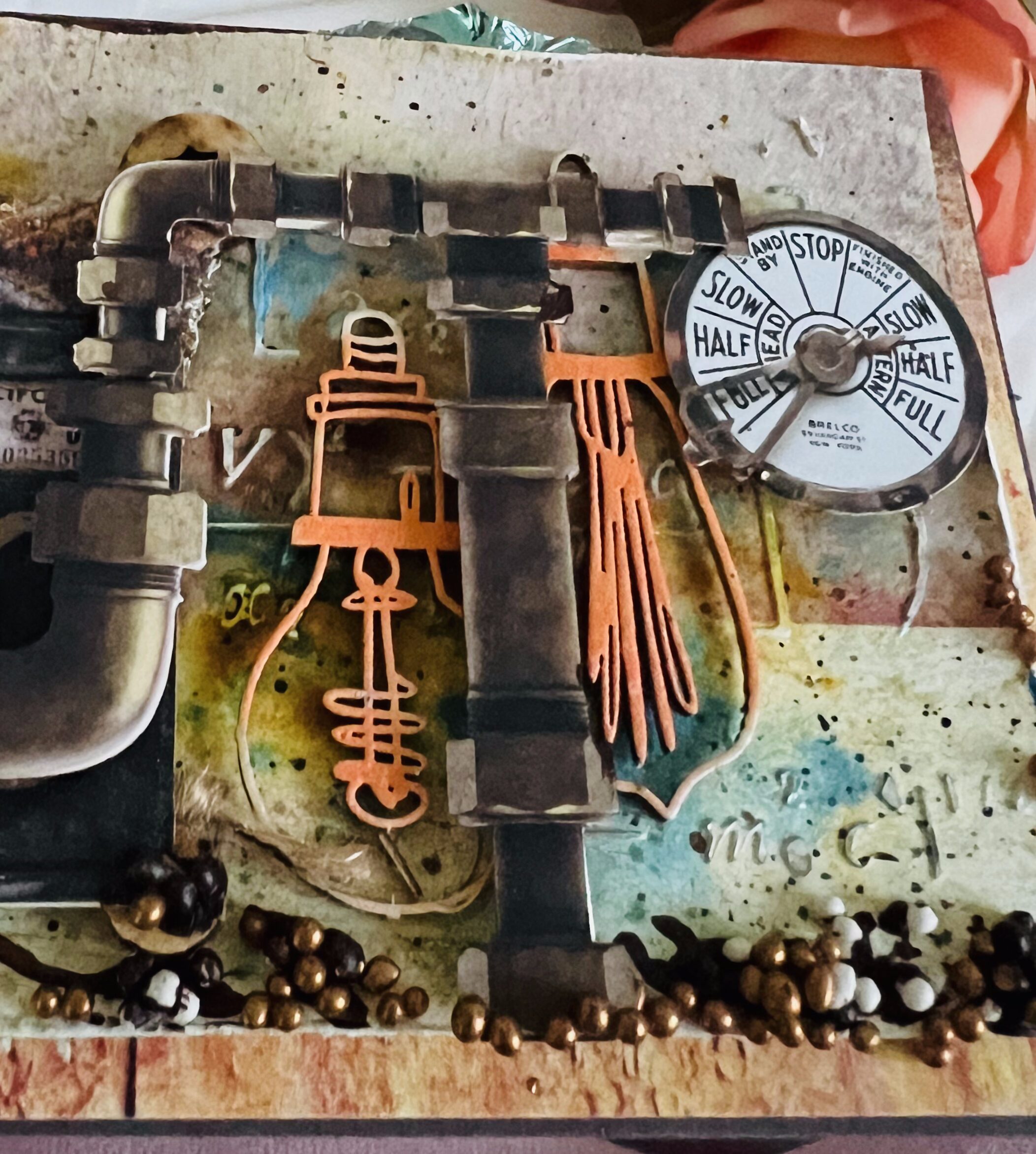 IMG_E3818 Handmade Masculine Card- Mixed media with Industrial and Adventure Elements