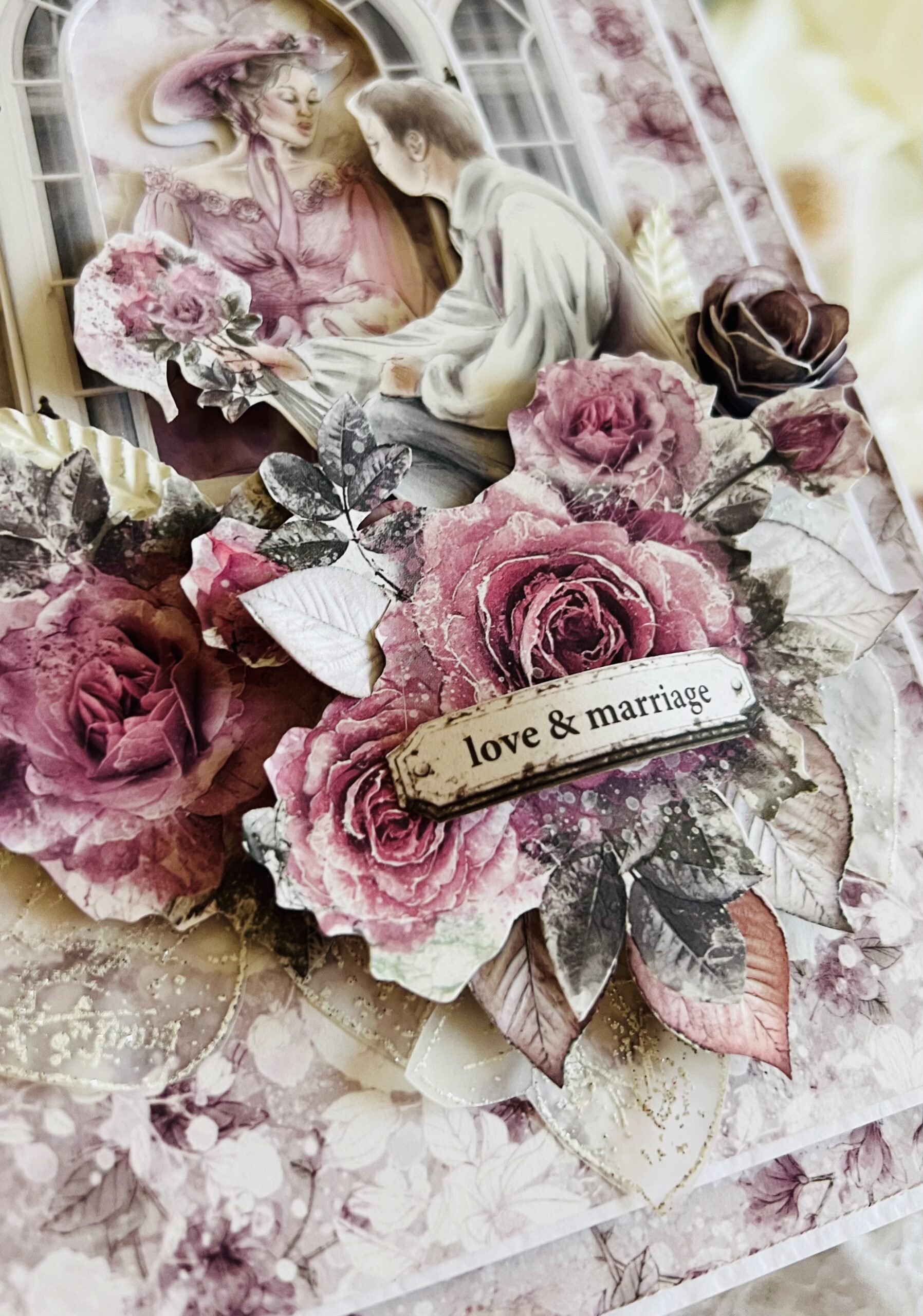 Artistic Romantic Wedding Card – Pink Elegance