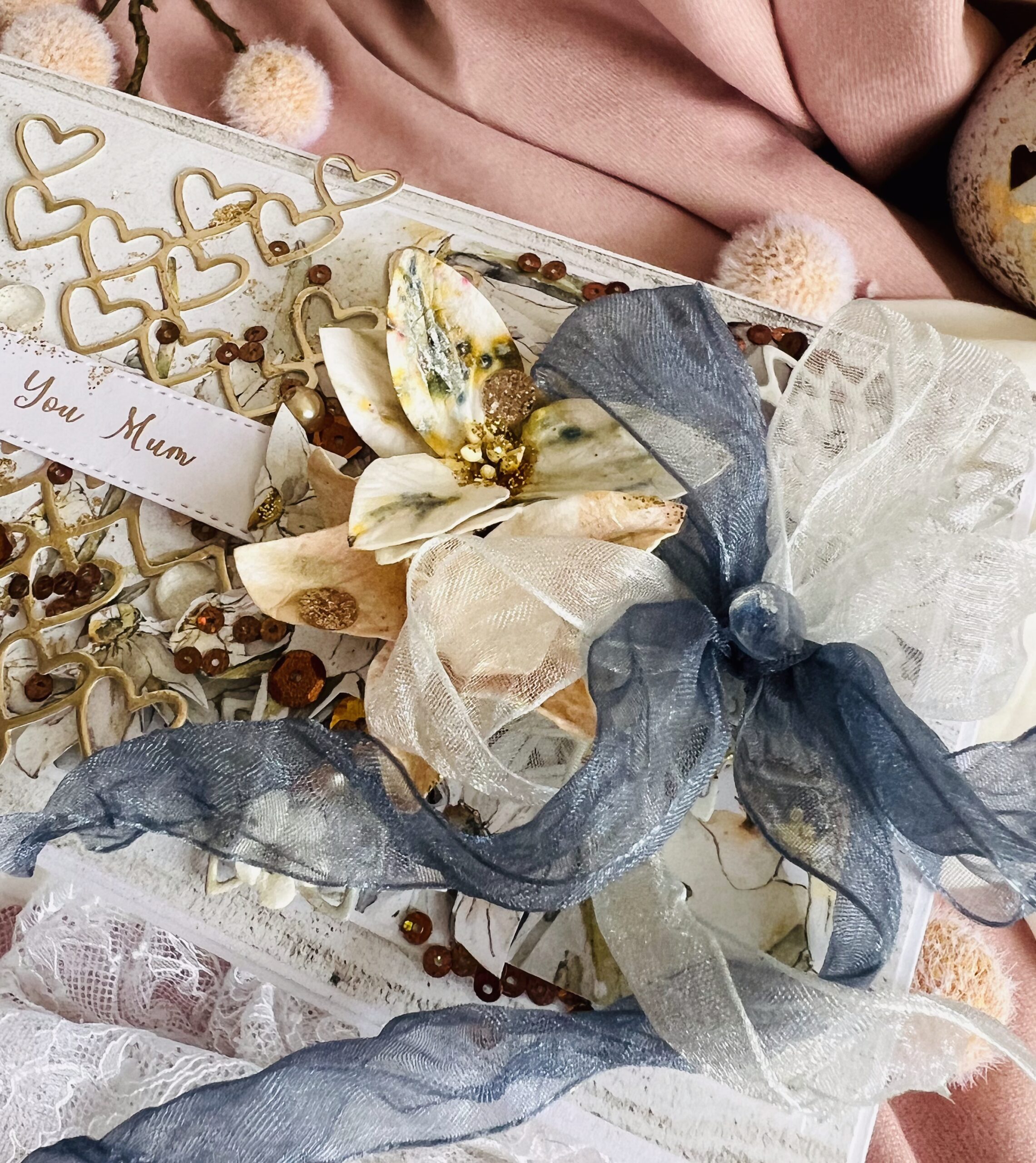 IMG_E4130 Artistic Handmade Mother's Day Card – Ribbon with Golden Hearts