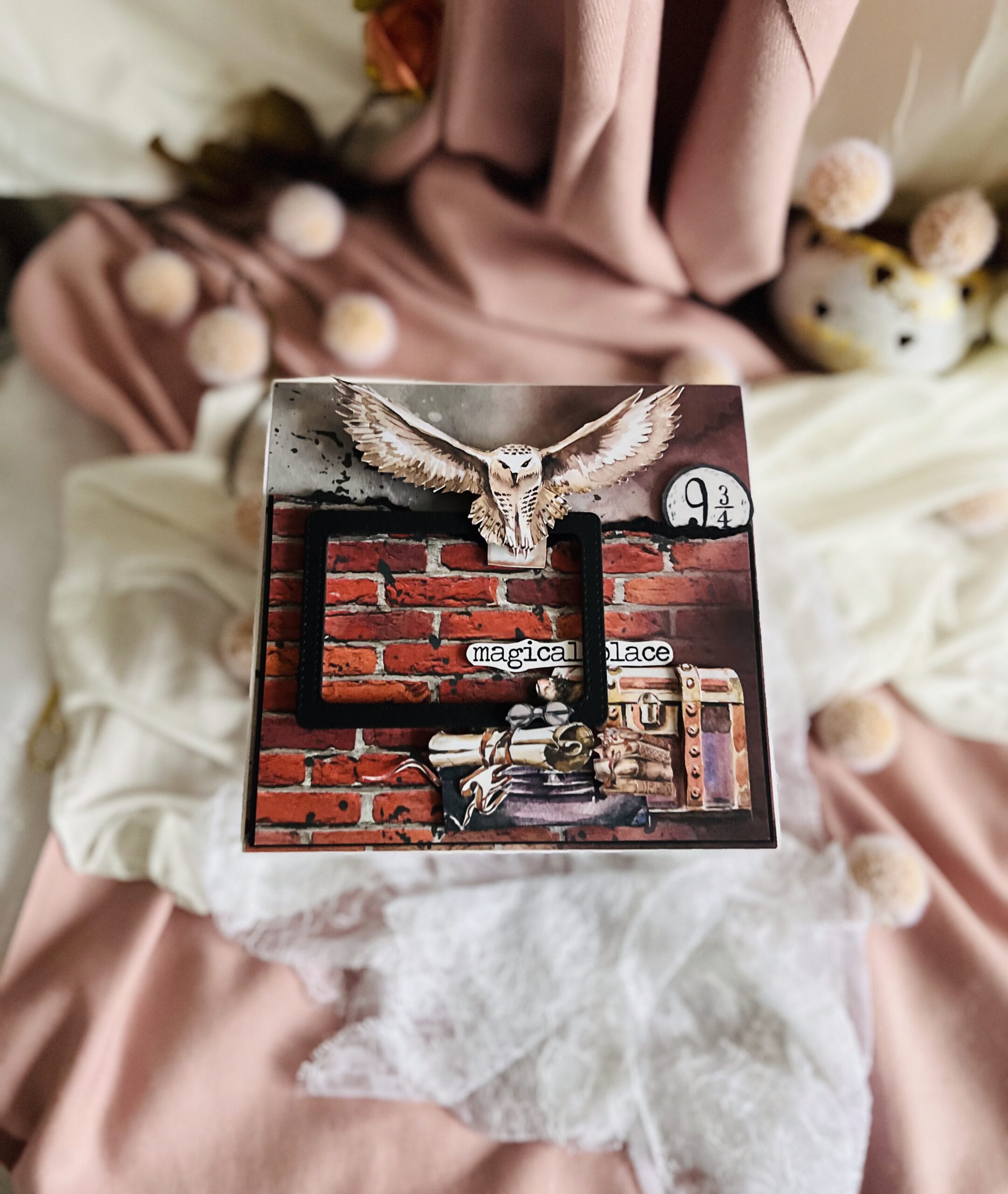 Luxury Magical Card – Owl, 9 3/4, and Photo Frame Design