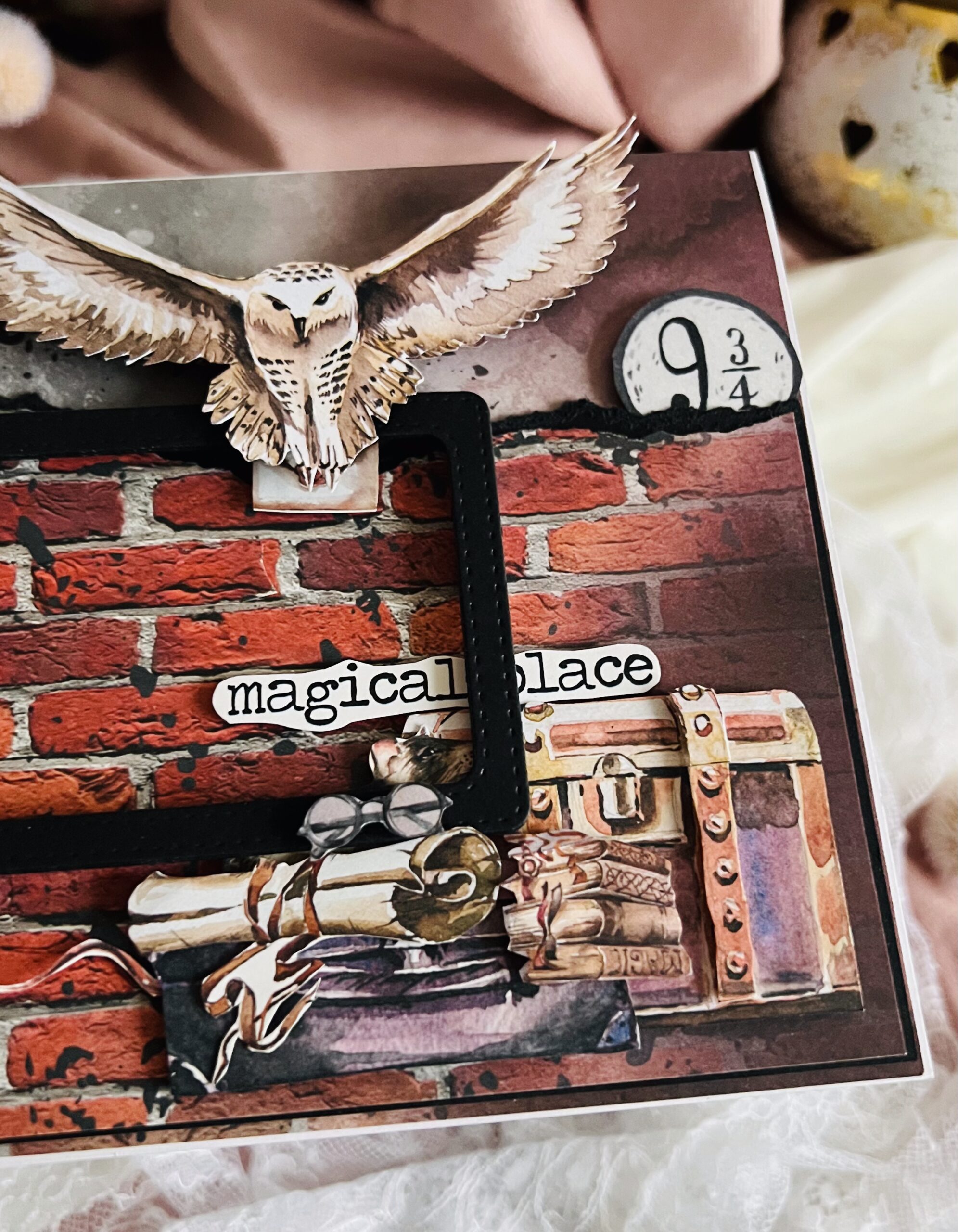 Luxury Magical Card – Owl, 9 3/4, and Photo Frame Design