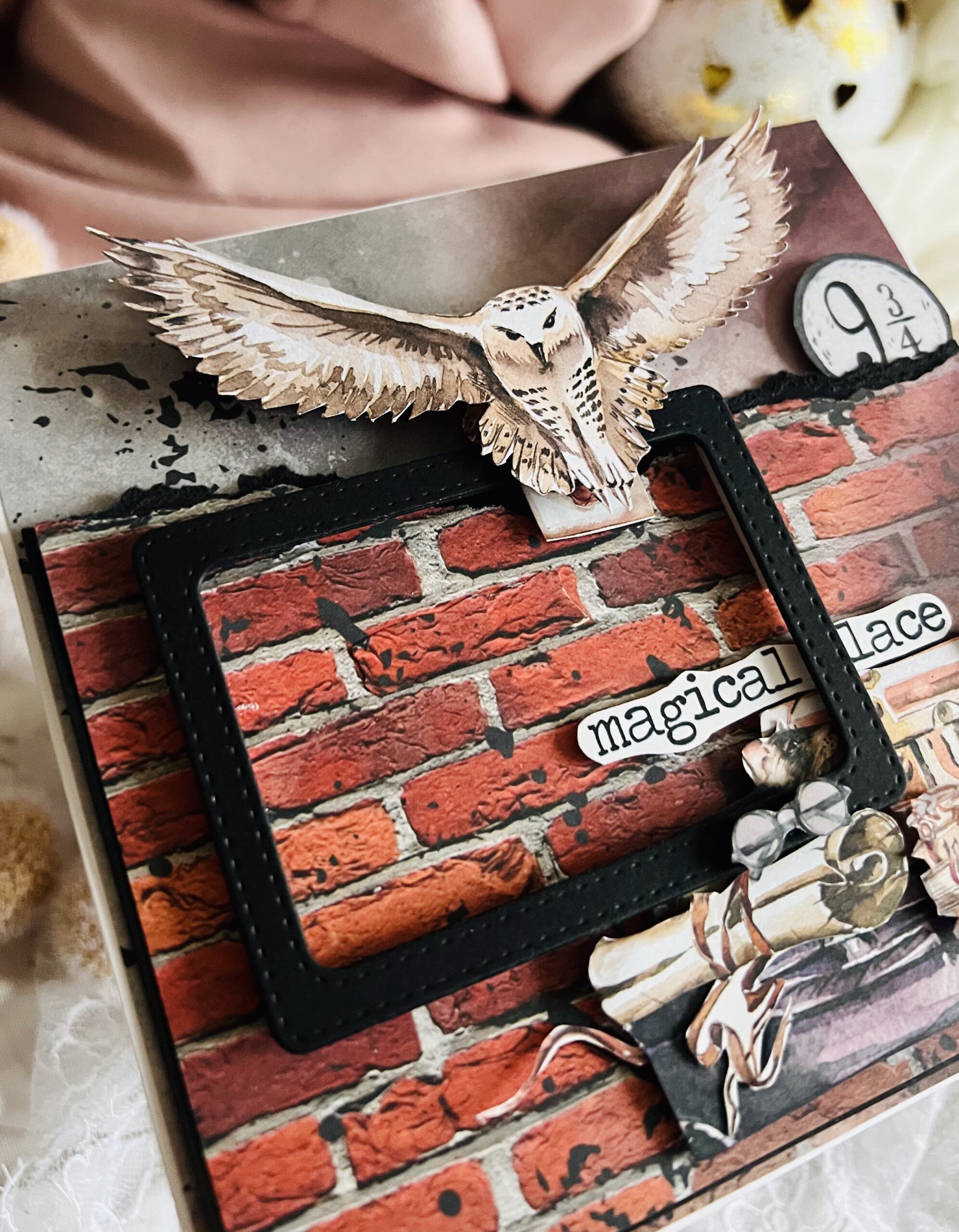 Luxury Magical Card – Owl, 9 3/4, and Photo Frame Design