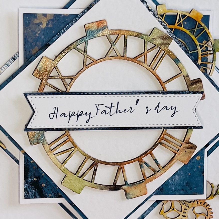 Happy Fathers day Handmade Father’s Day Card - Clock Design-Blue and White Theme