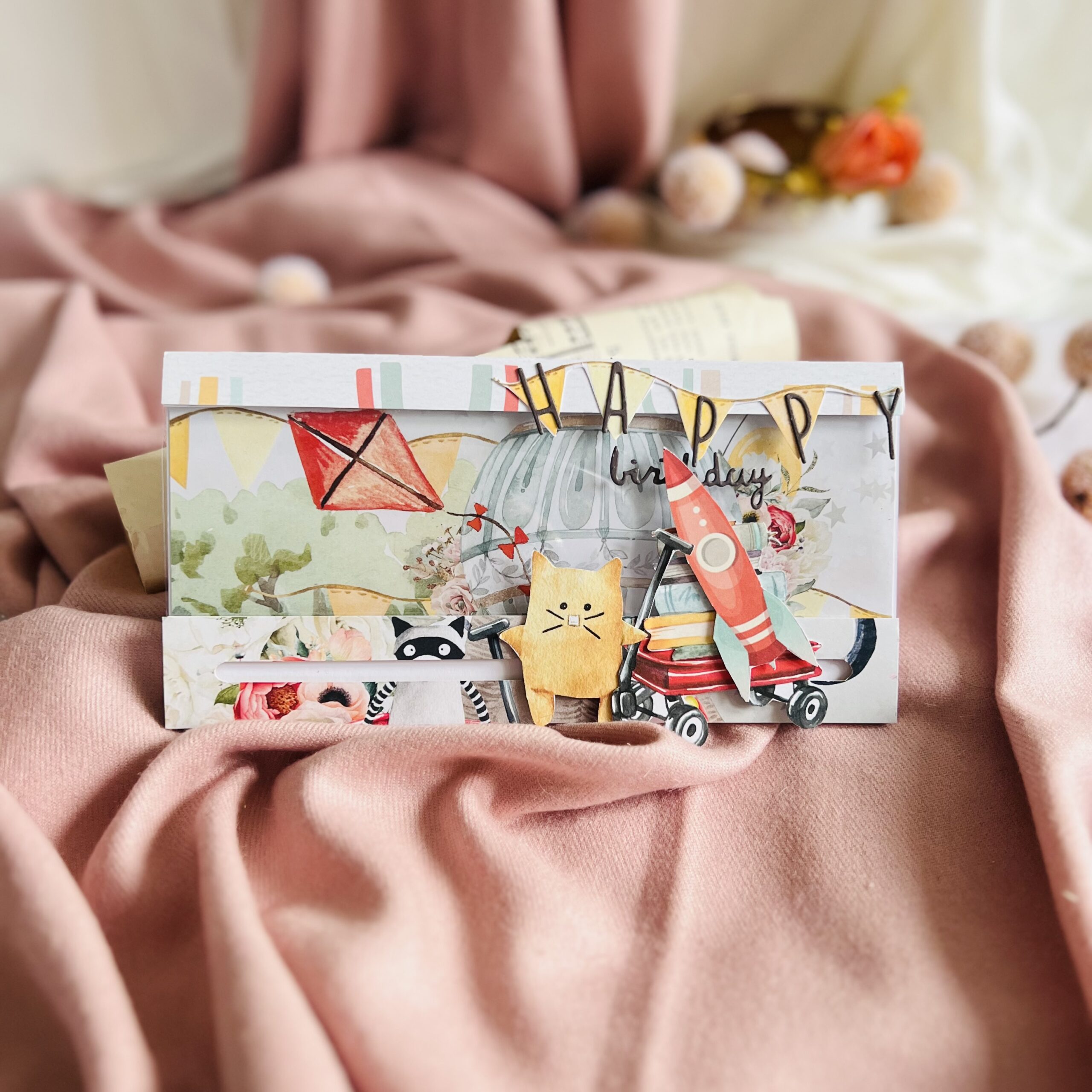 IMG_6600 Luxury Birthday Card for a Boy with Rocket and Bear