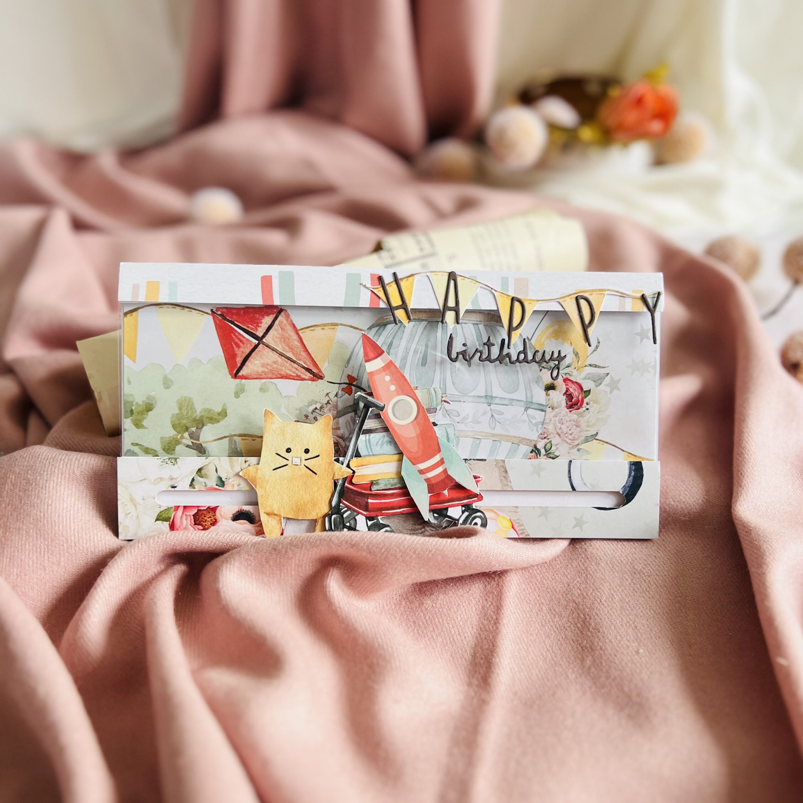 IMG_6607 Luxury Birthday Card for a Boy with Rocket and Bear