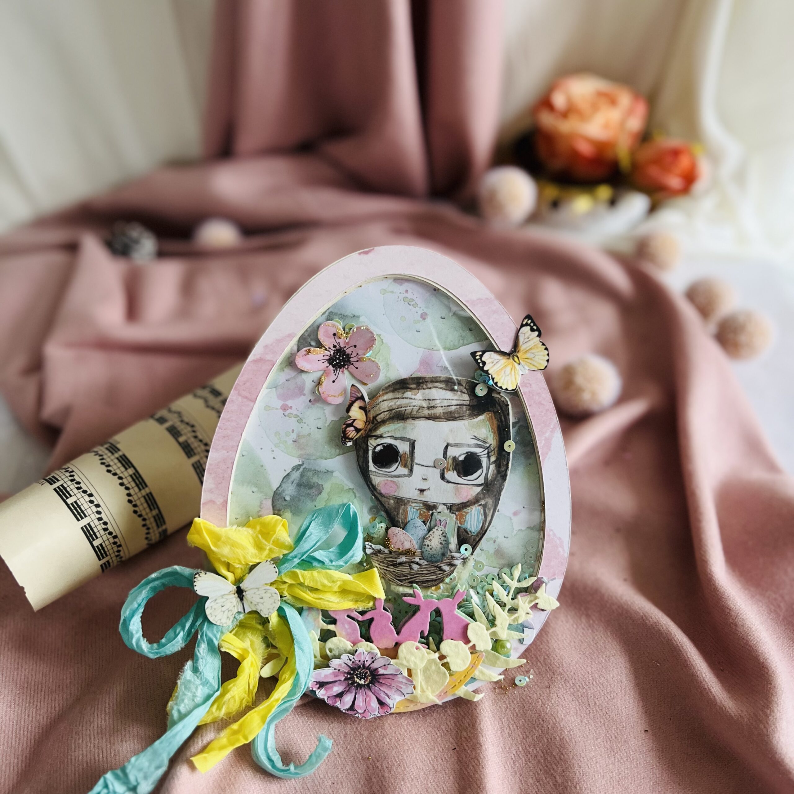 Artistic Easter Egg Shaker Card for a Girl