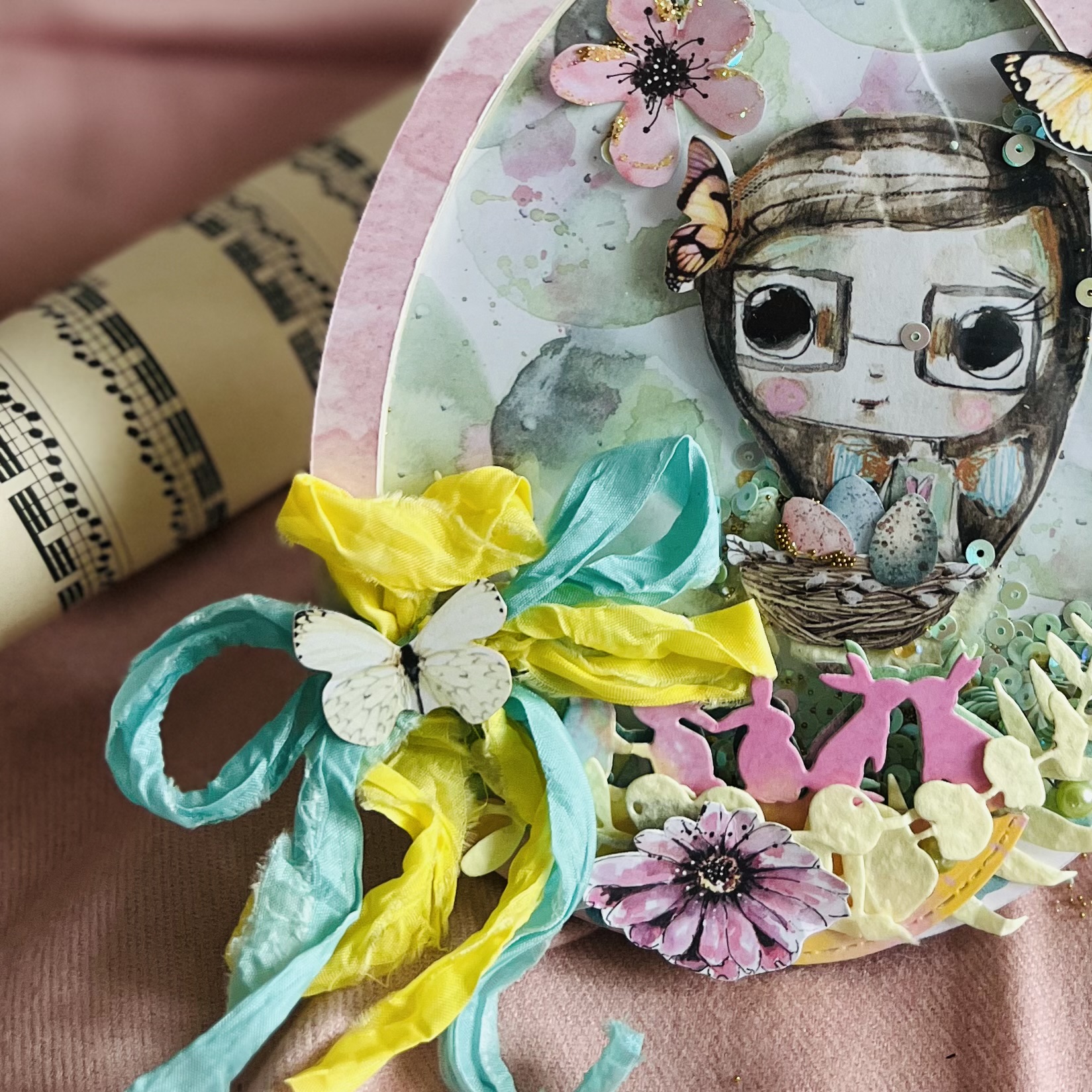 Artistic Easter Egg Shaker Card for a Girl