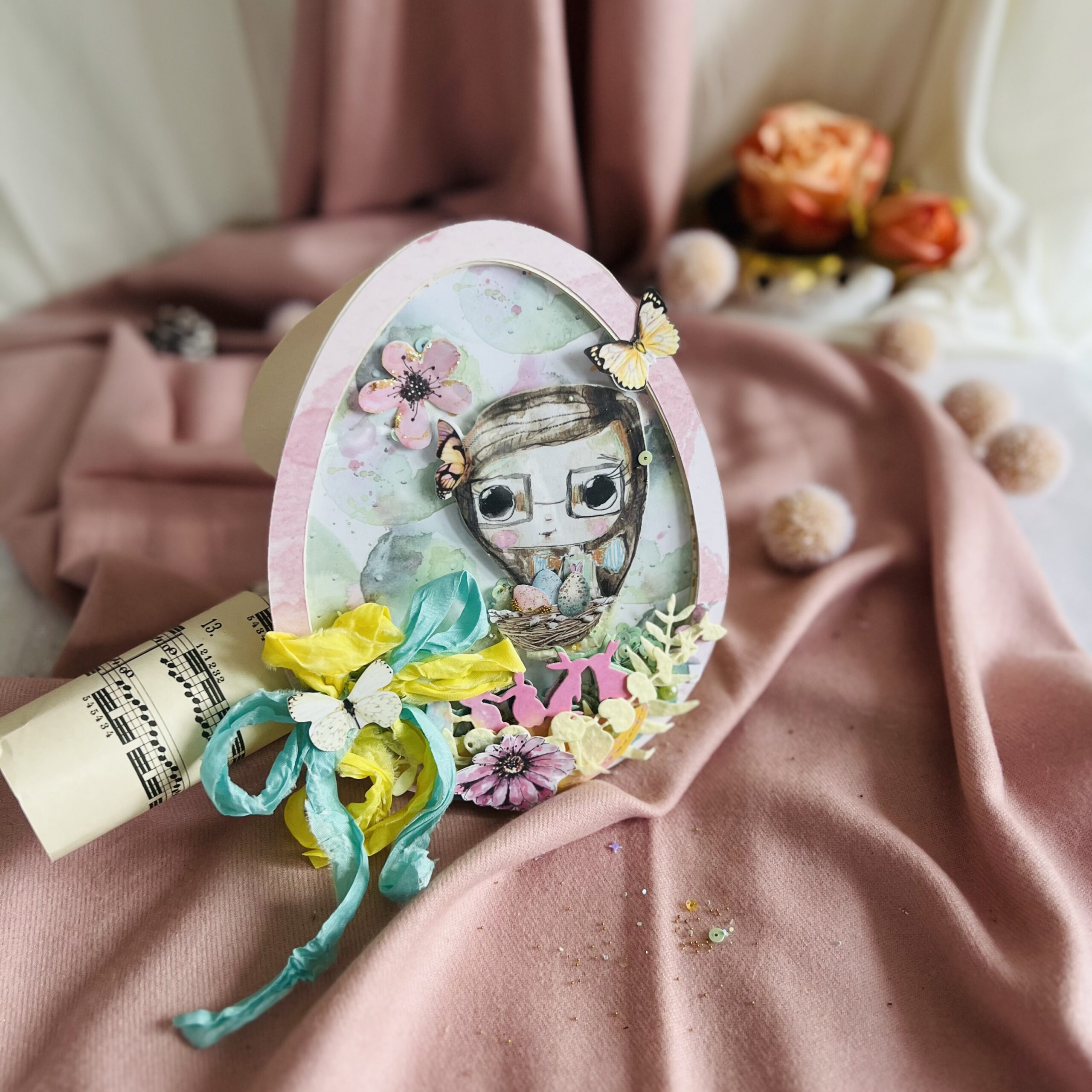 Artistic Easter Egg Shaker Card for a Girl