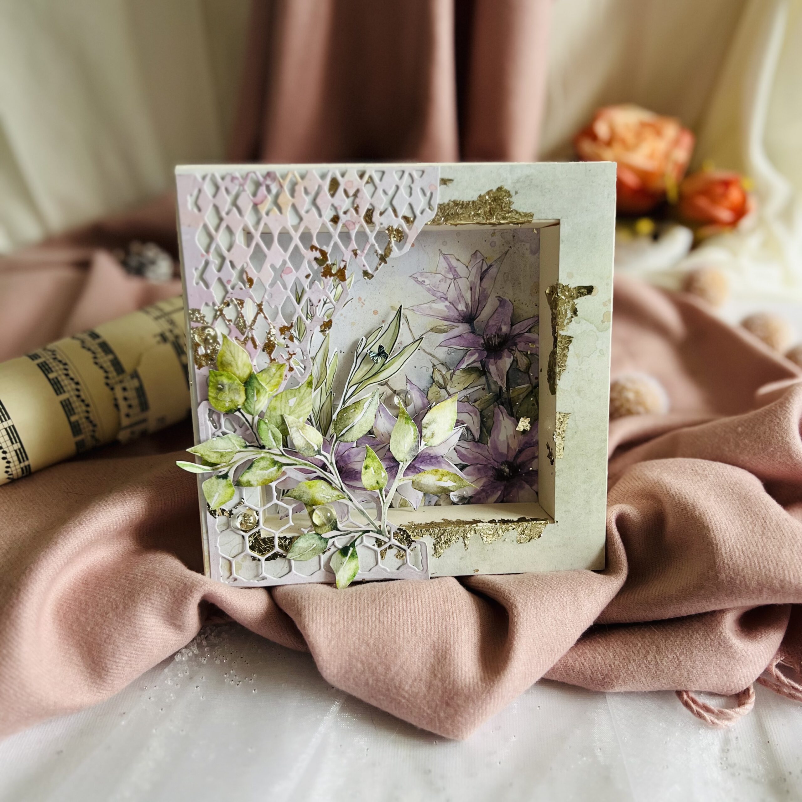 IMG_7004 Luxury Handmade Floral Shadow Box Frame with Artistic Touch.