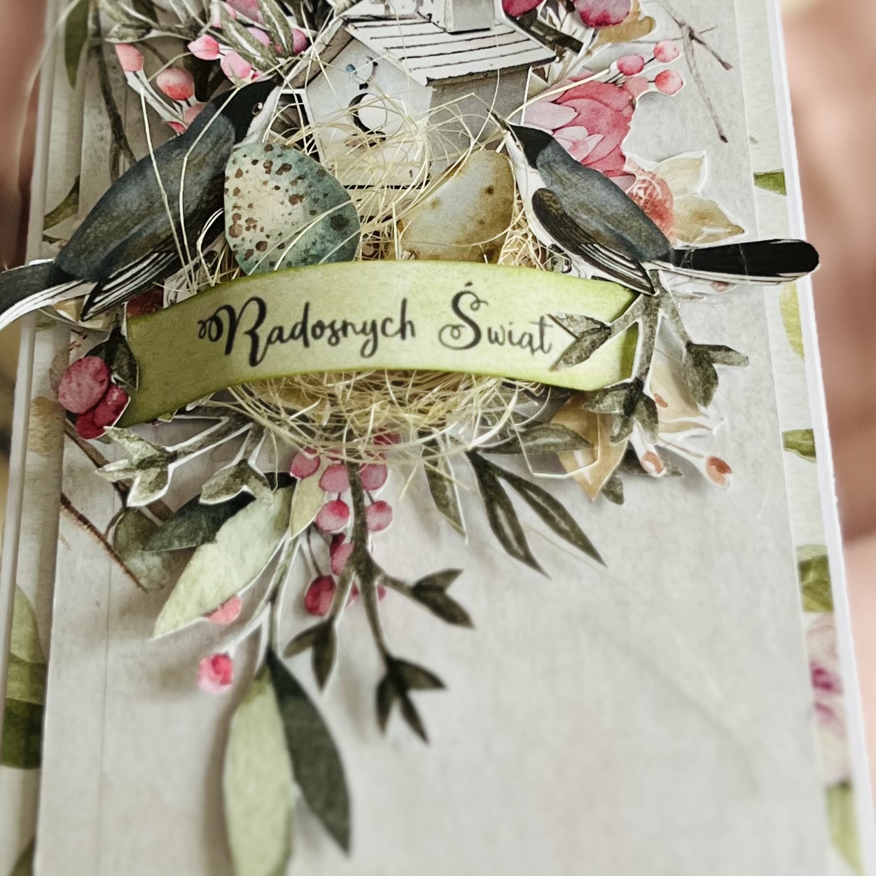 Easter DL Card with Polish Inscription – Artistic Handmade Design