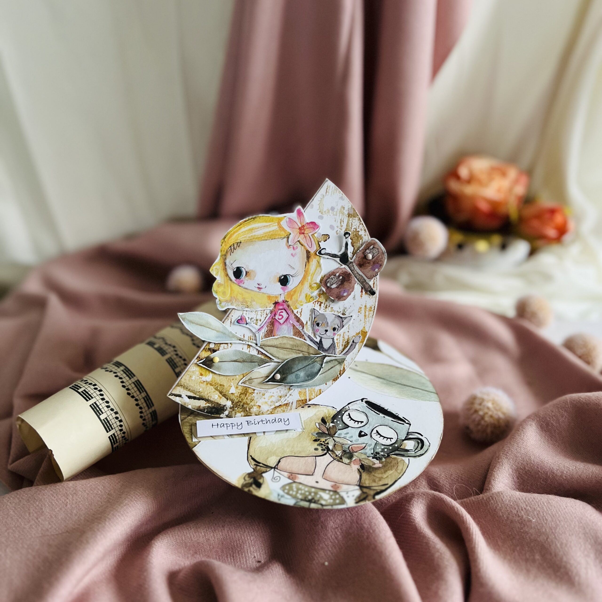 IMG_7085 Luxury Round Pop-Up Birthday Card for a Girl – Handmade