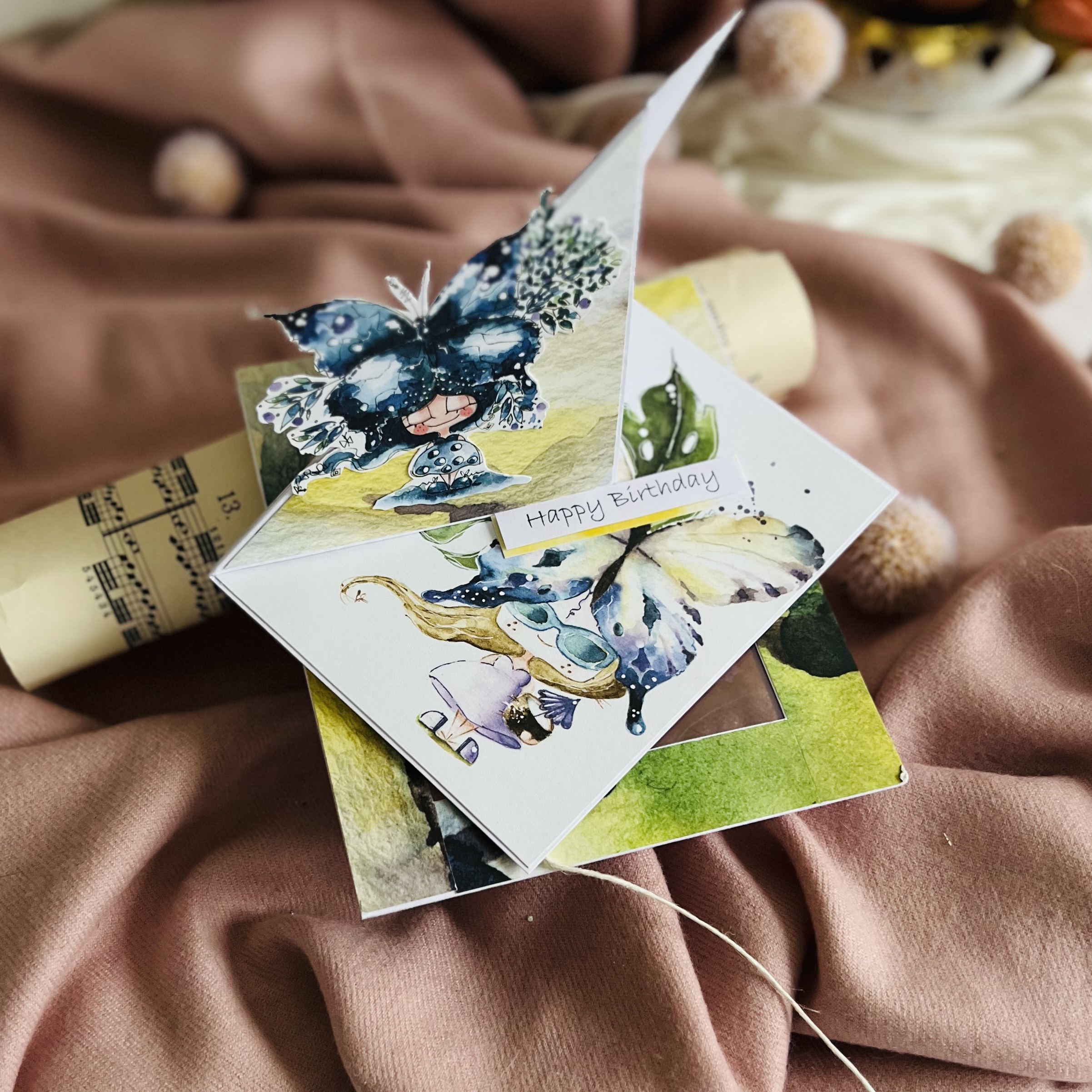 IMG_7095 Handmade Birthday Card for a Girl – Decorative Envelope Included