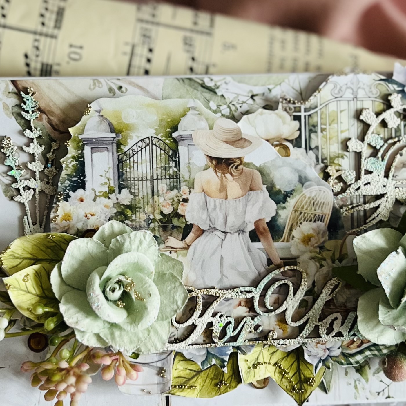 Handmade floral wedding card Includes a practical pocket inside for money,a letter,or wishes,making it a perfect addition to any wedding gift