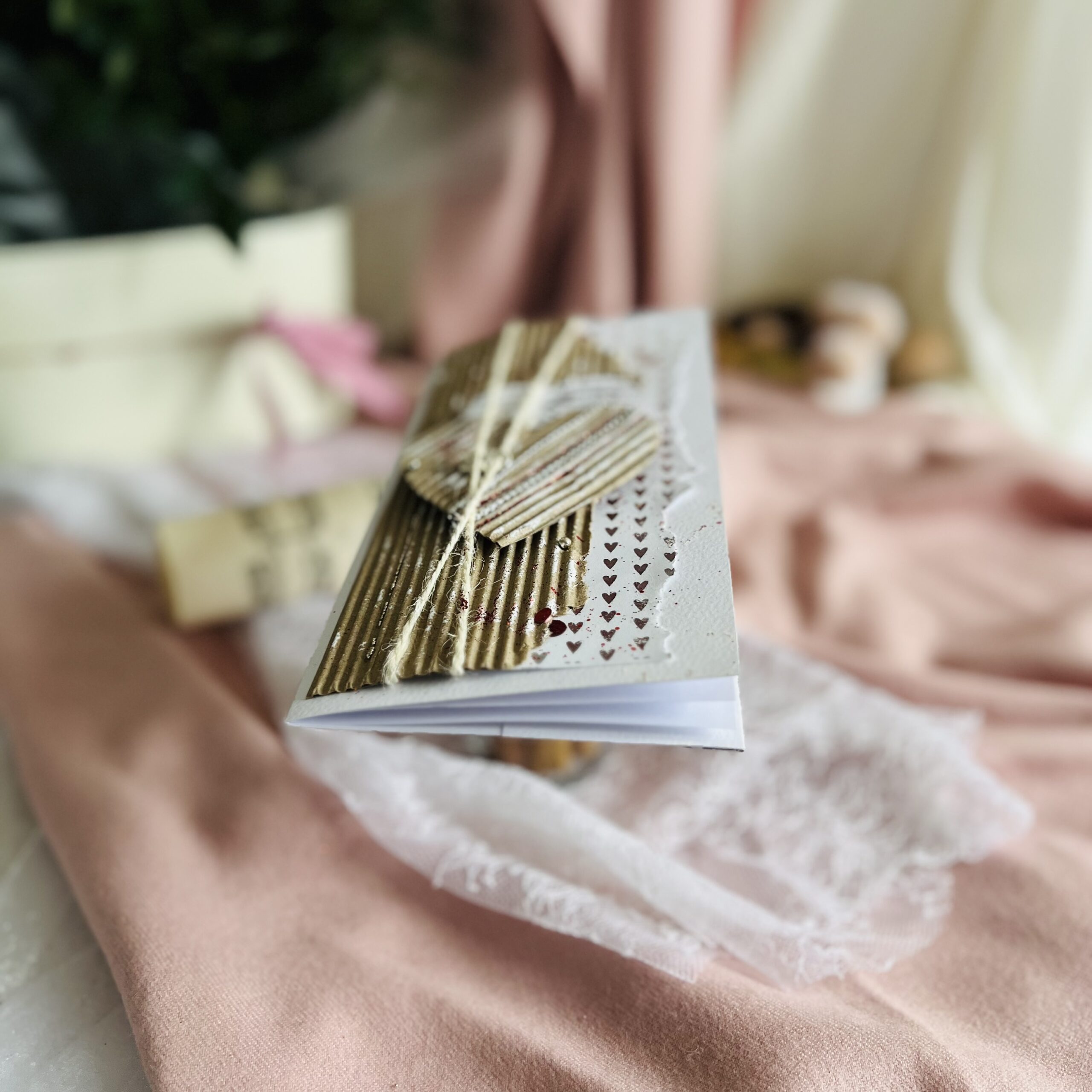 Handmade DL Valentine’s Card with Silver Accents – Elegance and Nature in a Gift Box