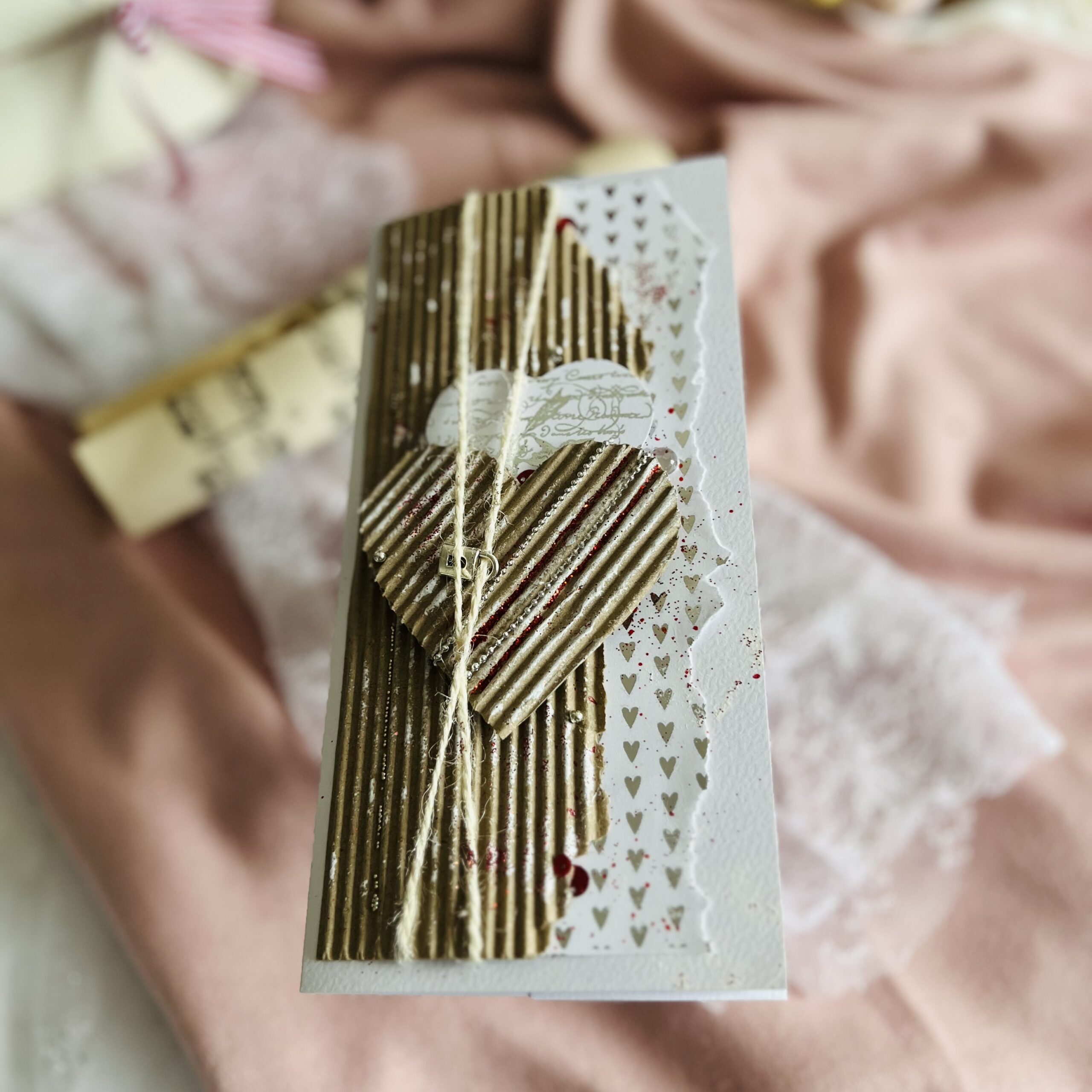 Handmade DL Valentine’s Card with Silver Accents – Elegance and Nature in a Gift Box