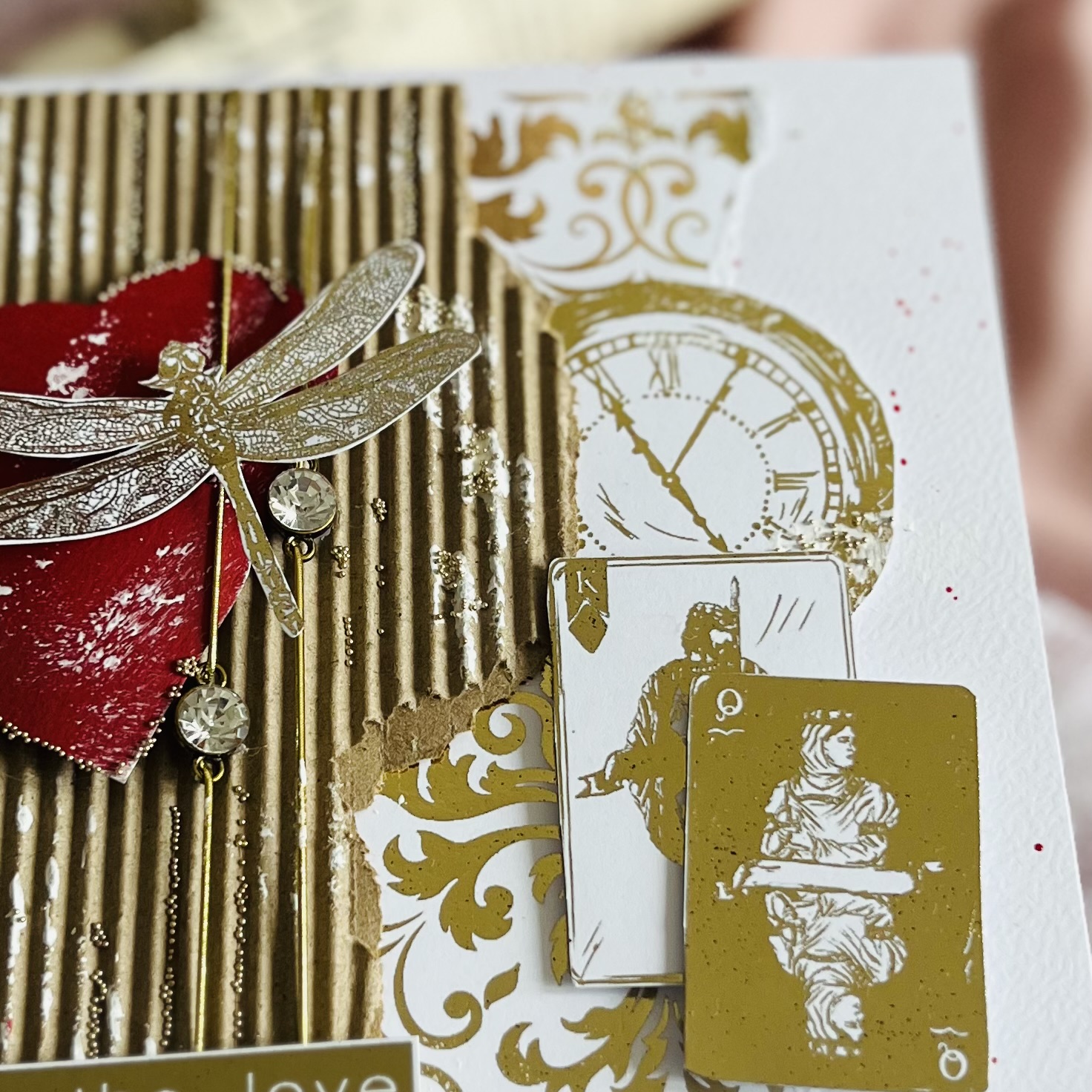 Handmade Valentine’s Card with Hearts, Cards, and Elegant Details