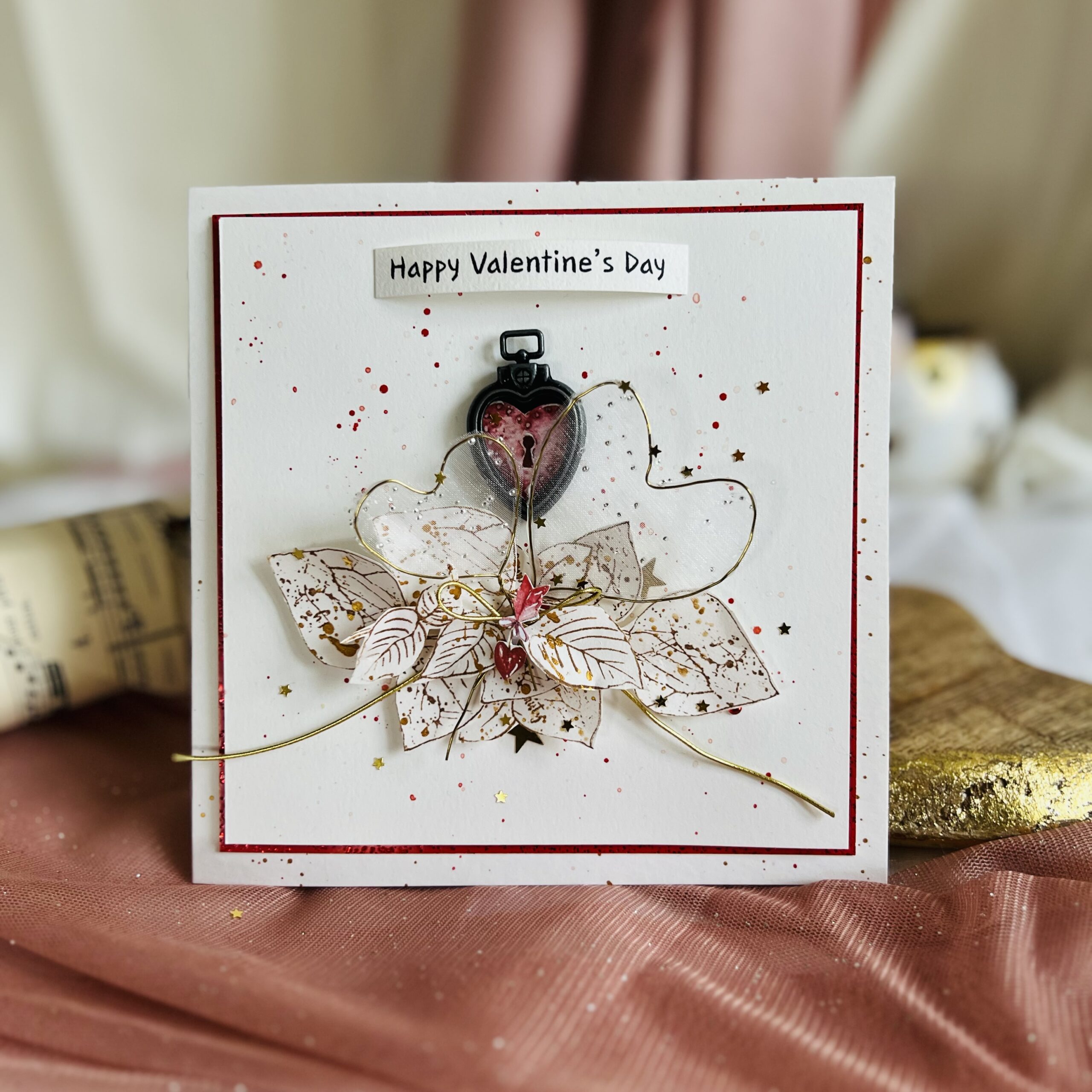 Handmade Valentines Day cards with elegant floral desing,crafted from premium materials and perfect for romantic occasions.