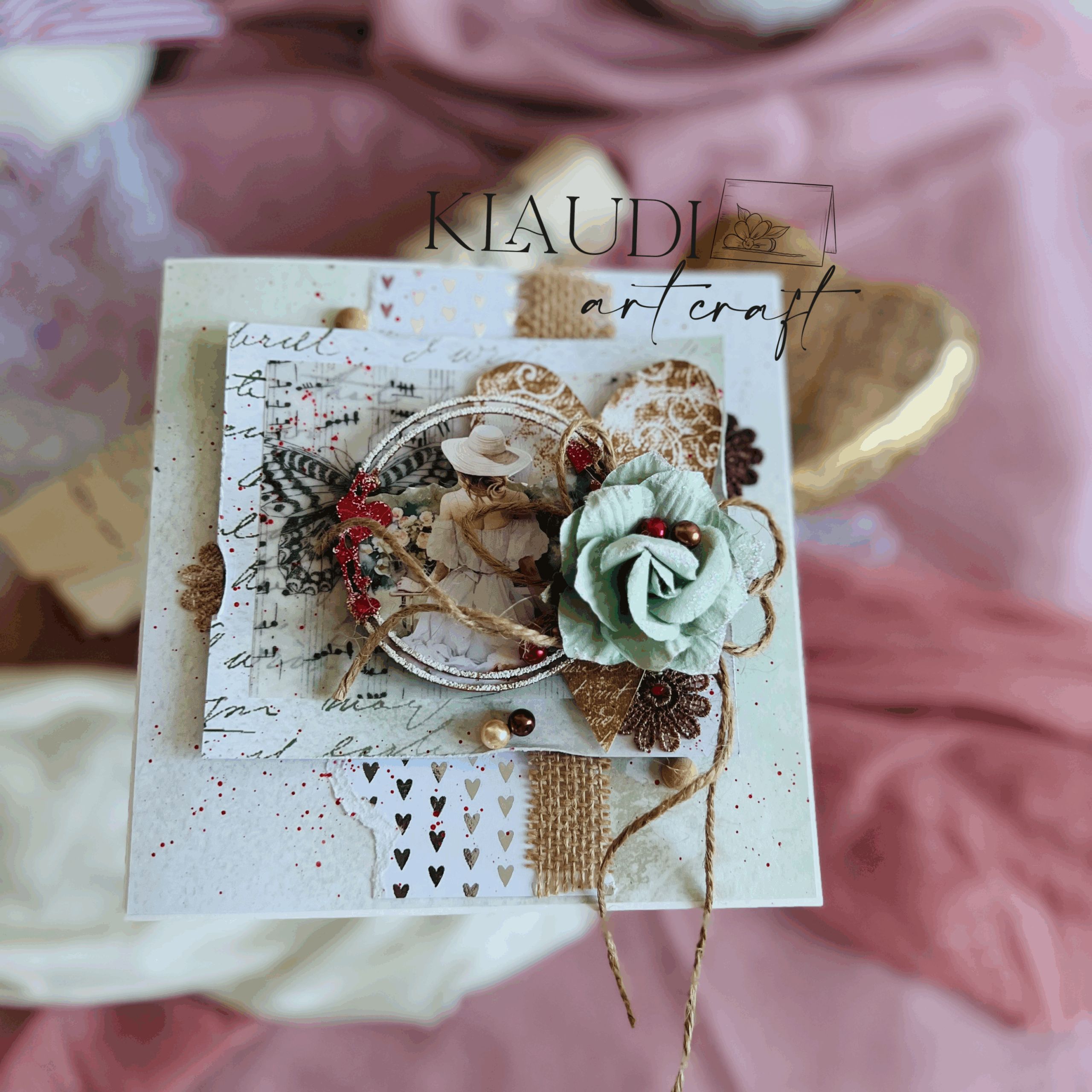 eZy Watermark_07-01-2025_10-01-53-8920am Luxury Handmade Card with Green Flower, Twine Bow, and Elegant Details