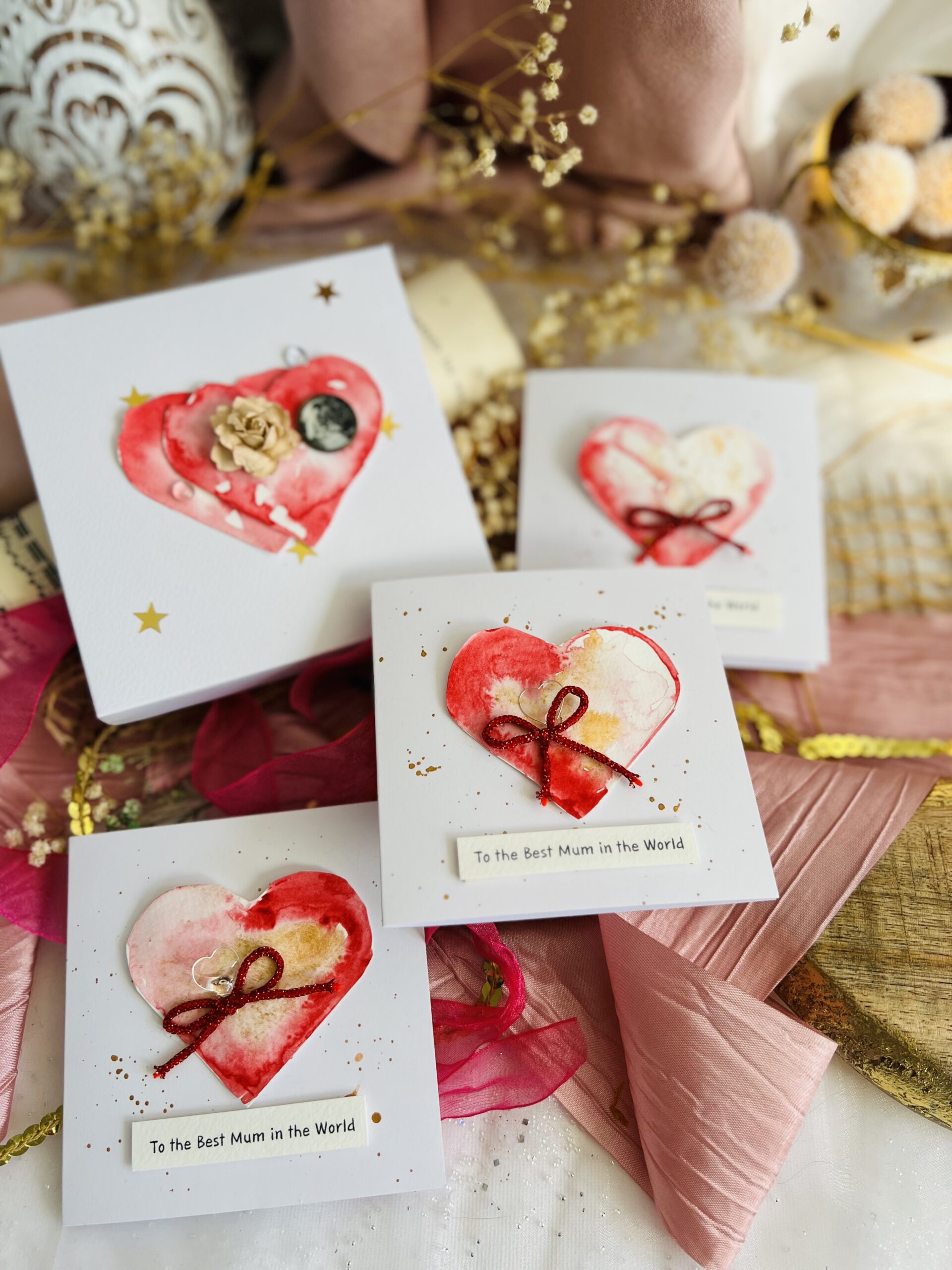 Handmade Mother’s Day Card Set – Unique Watercolor Designs (Set 2)