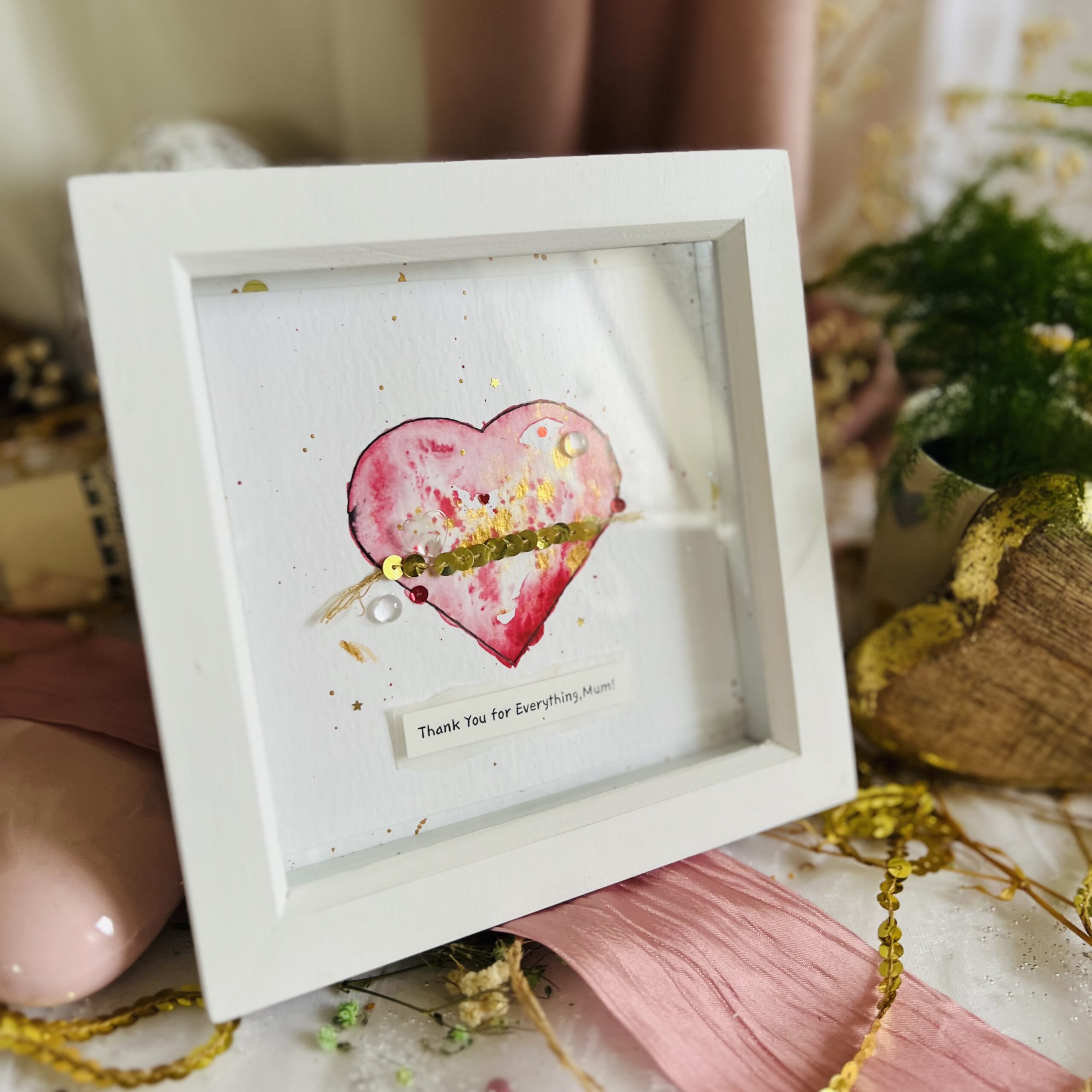 Personalized Framed Card – Handmade Heart Art Gift for Mom | Unique Mother’s Day Keepsake