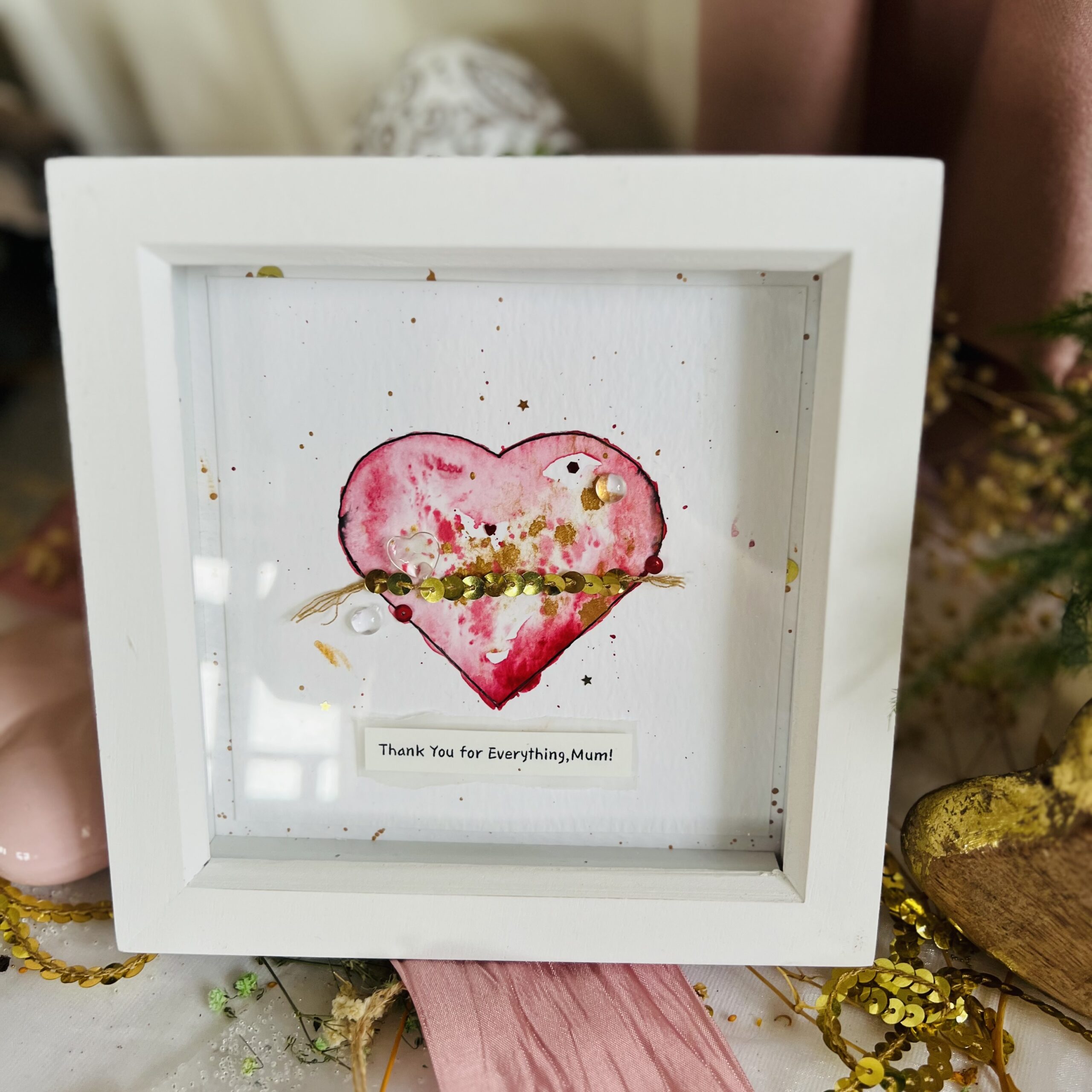 Personalized Framed Card – Handmade Heart Art Gift for Mom | Unique Mother’s Day Keepsake