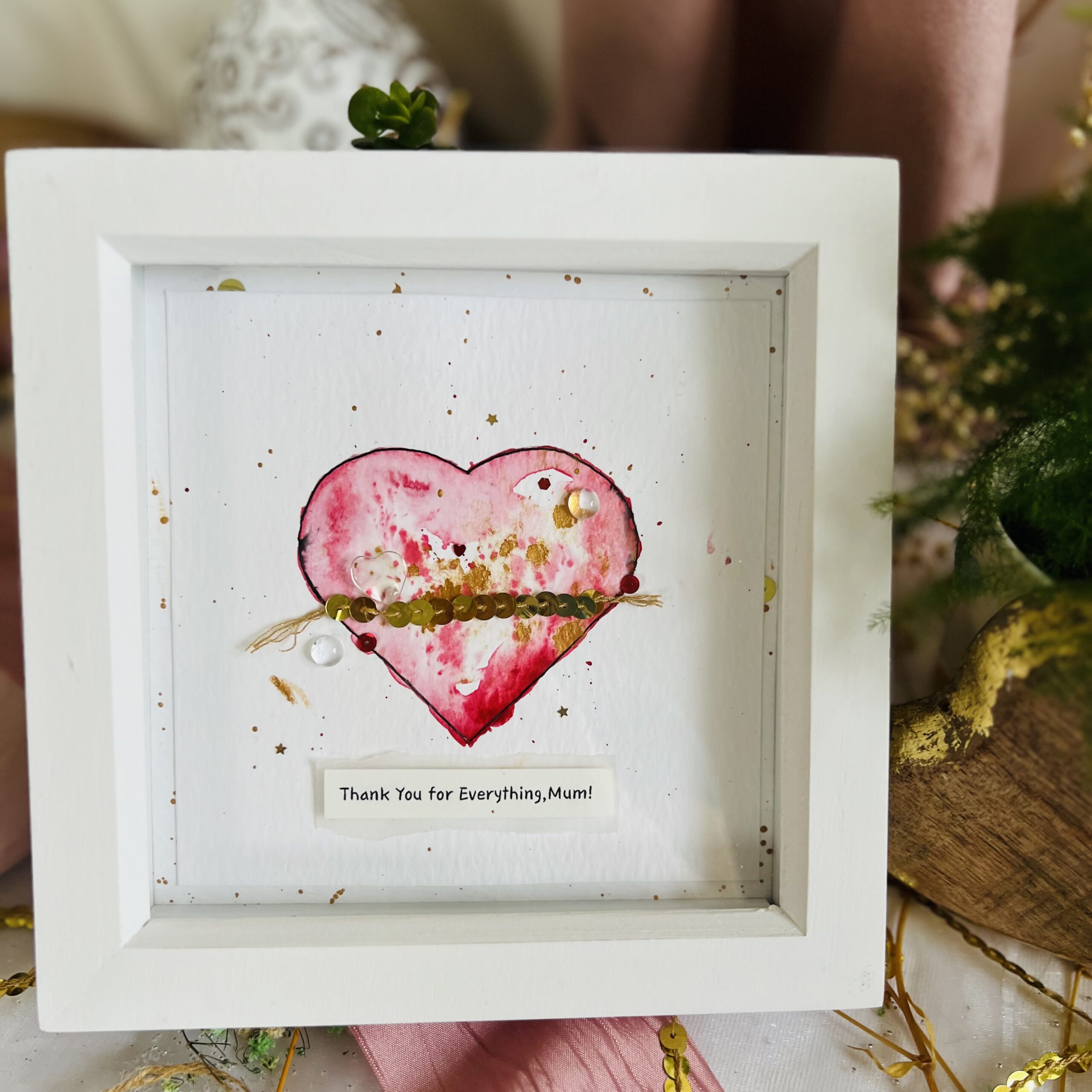 Personalized Framed Card – Handmade Heart Art Gift for Mom | Unique Mother’s Day Keepsake